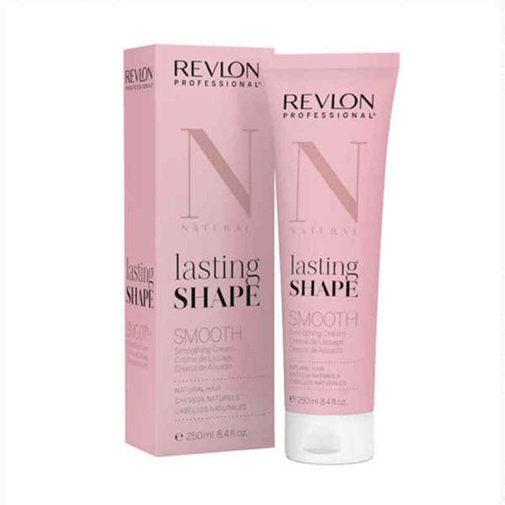 Revlon Professional Lasting Shape Smooth Haarcreme. Rosa Tube und Schachtel. Text: Natural, Smooth, 250ml.