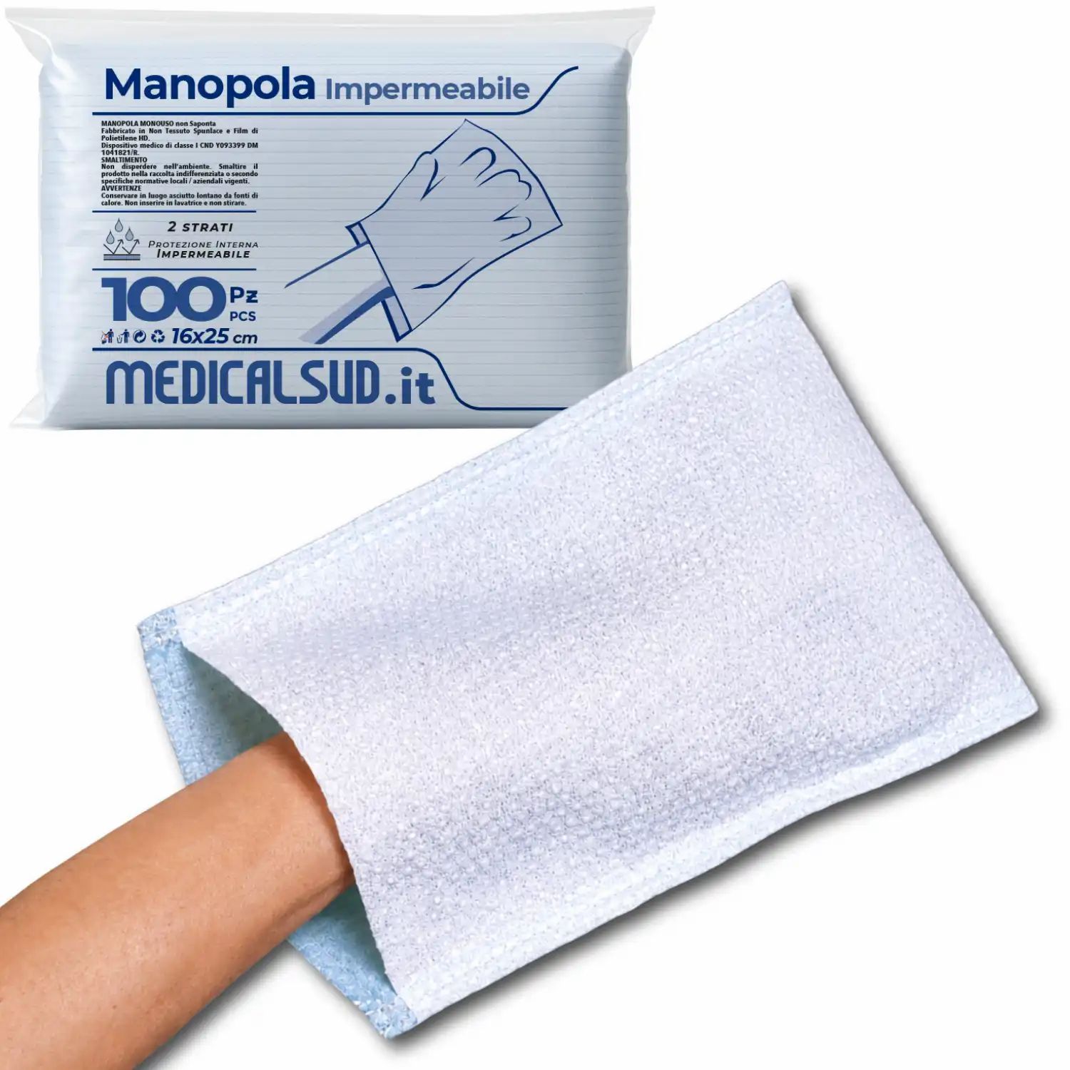 Medical Sud Manopole Monouso Impermeabile 2 strati per La Detersione e l'Igiene Di Pazienti