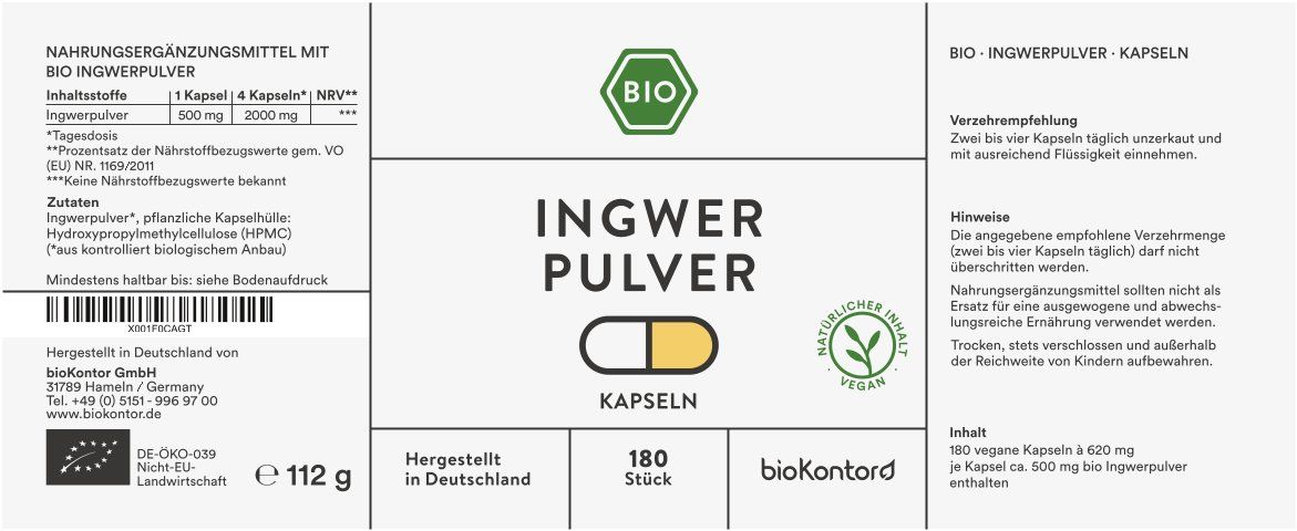 bioKontor Ingwerpulver Kapseln 112 g