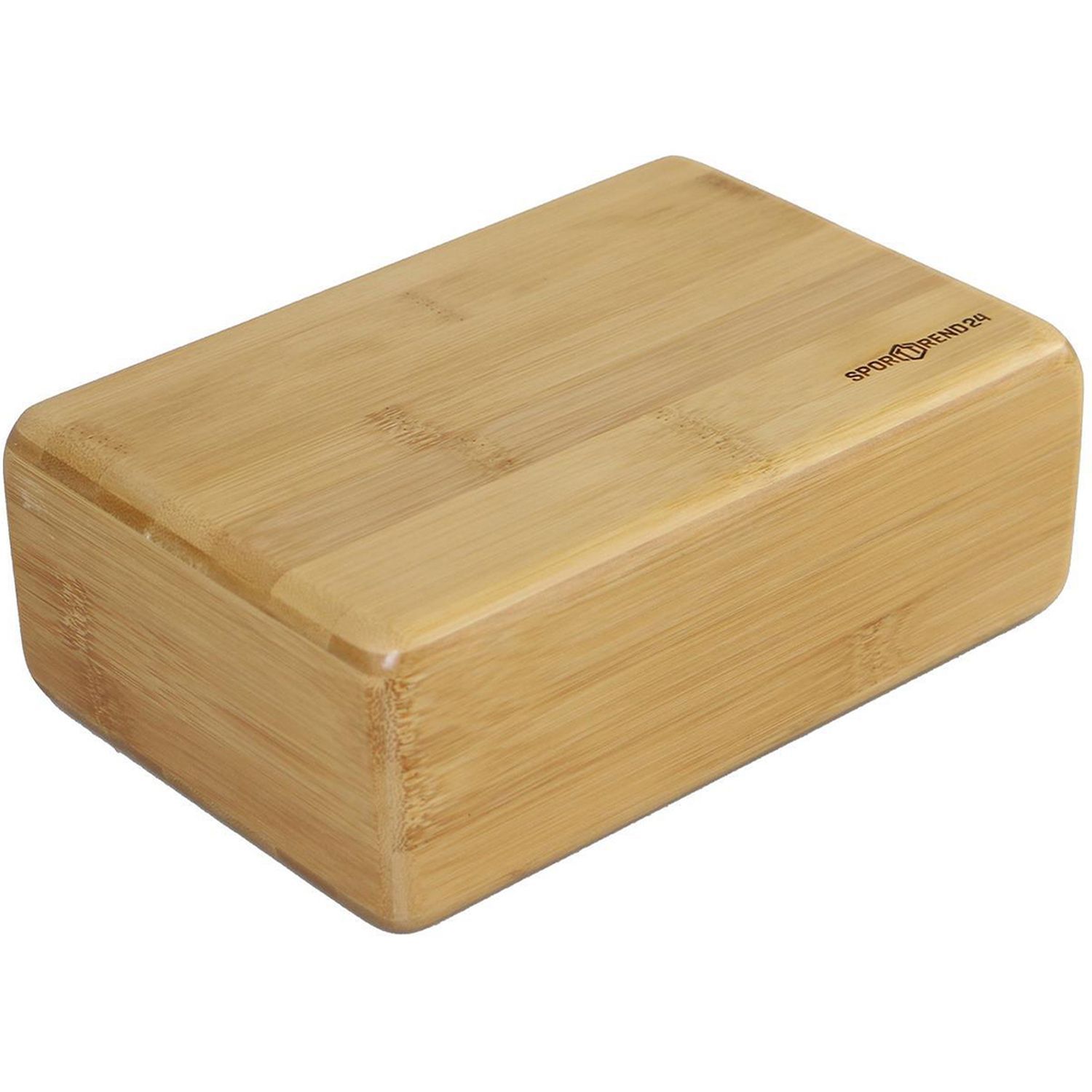 Rechteckiger Block aus hellem Holz. Auf dem Block ist der Schriftzug Sporttrend24 zu sehen.