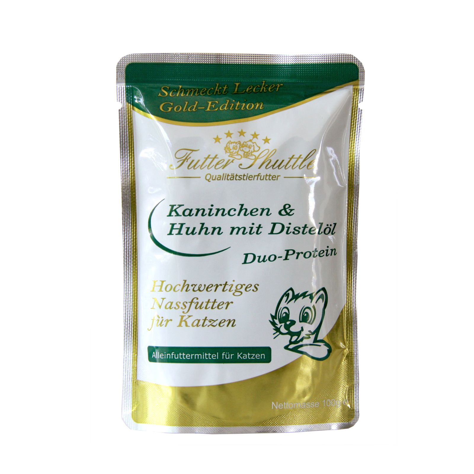 Katzen Nassfutter Beutel Gold Edition Kaninchen & Huhn mit Distelöl