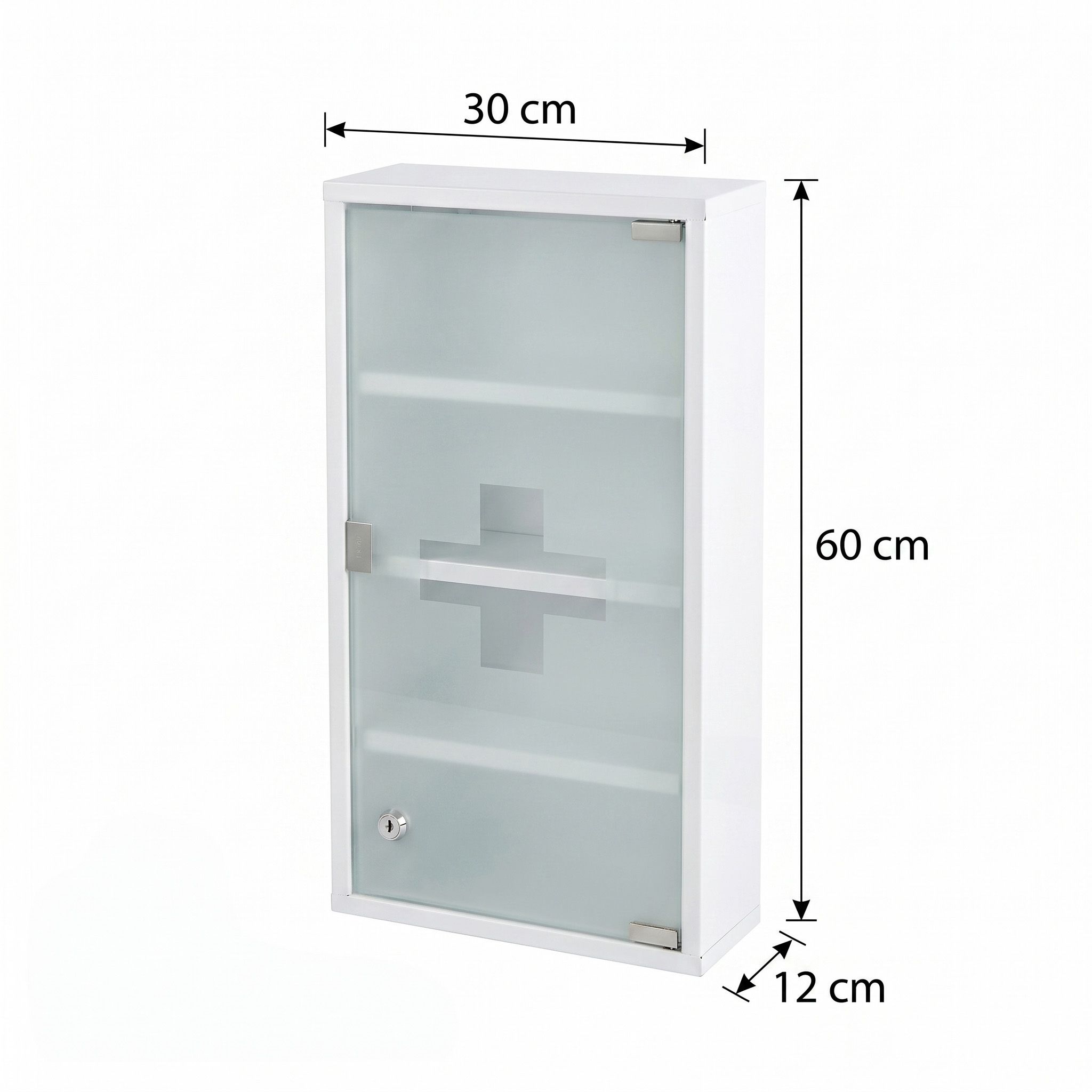 KARAT Medizinschrank Allen - Abschließbarer Arzneischrank mit Glastür Weiß 60 x 30 cm 4 Fächer