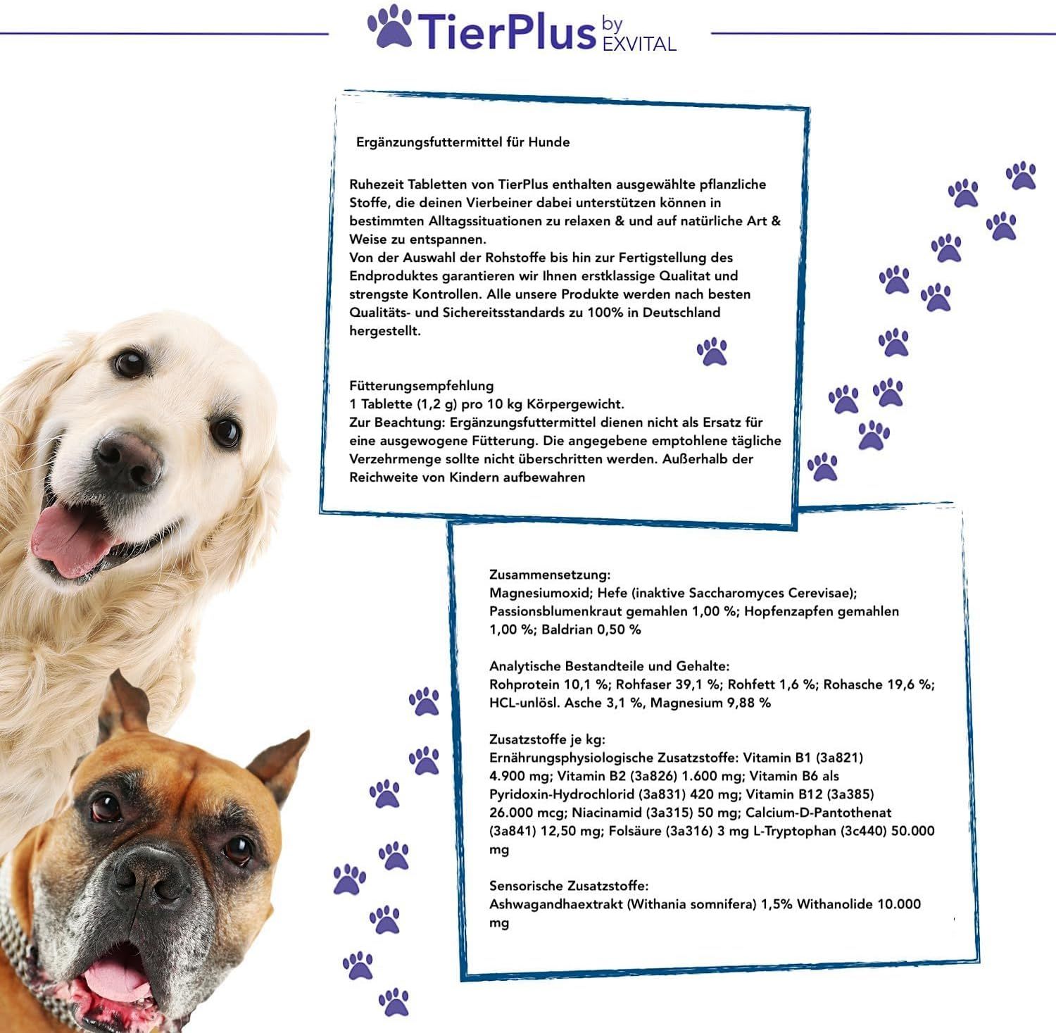 EXVital® TierPlus Ruhezeit Tabletten für Hunde mit Baldrian und Ashwagandha