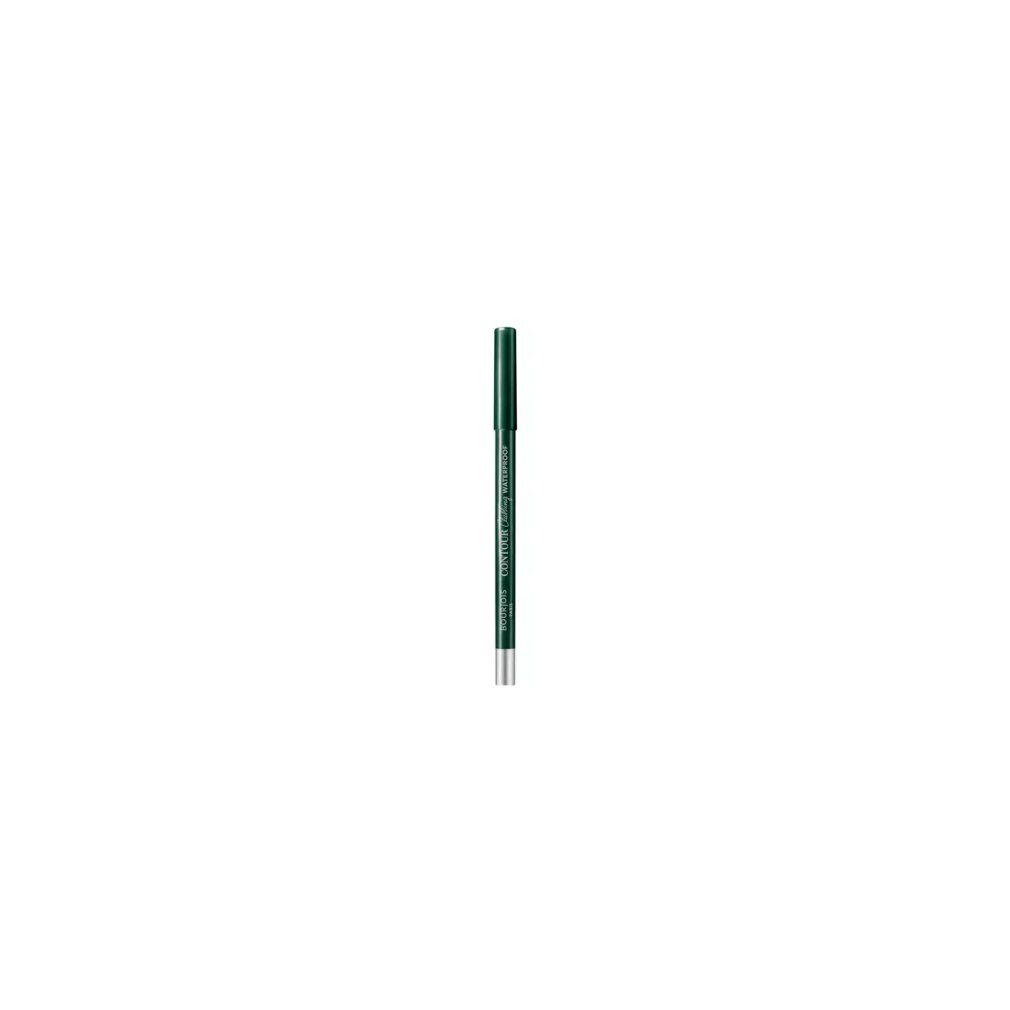 Grüner Eyeliner-Stift. Spitze, Stift und Kappe sind grün. Silberfarbener Schaft. Aufschrift.