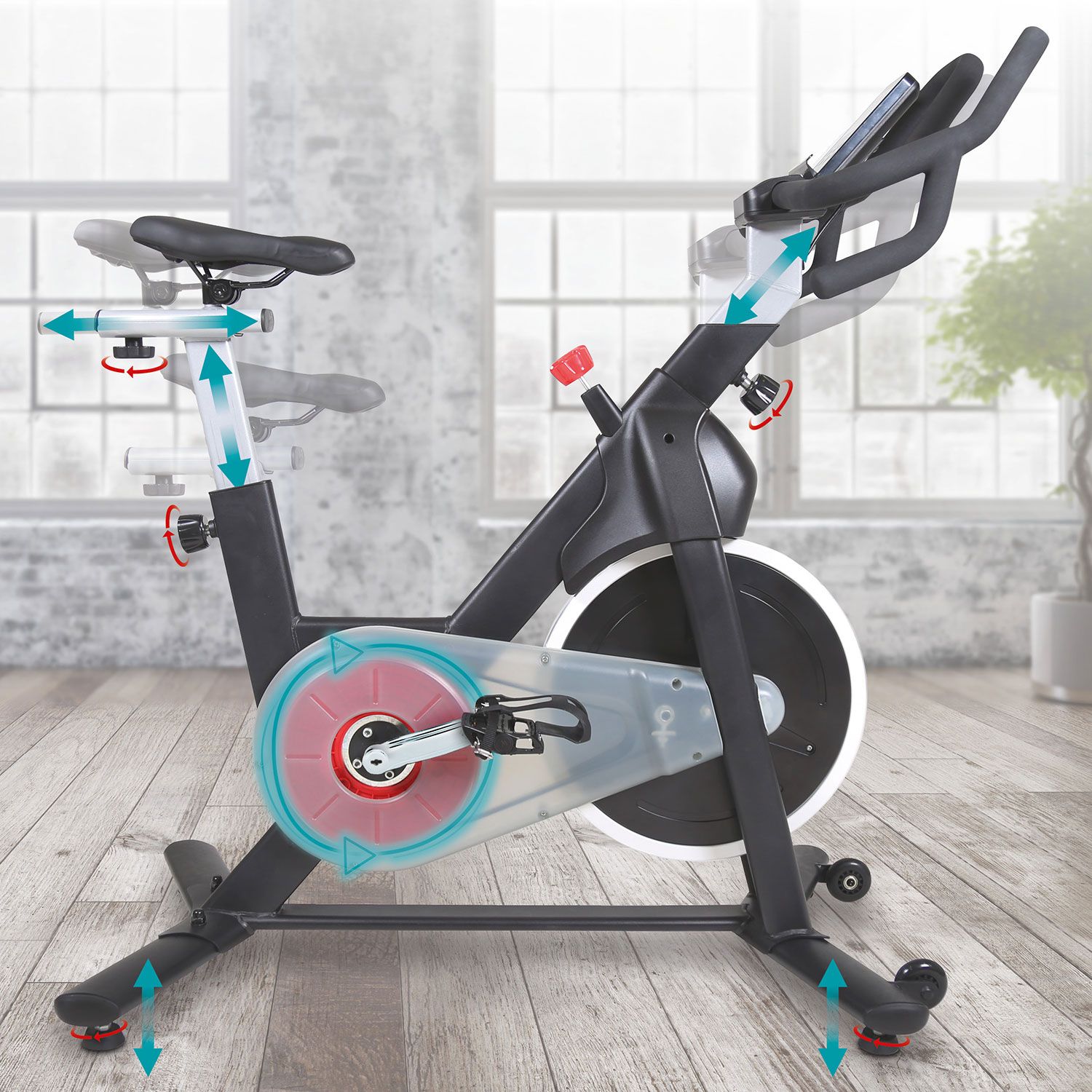 aktivshop Speedbike Indoor bis 110 kg mit Trainingscomputer, Bluetooth und Pulssensoren, Heimtrainer