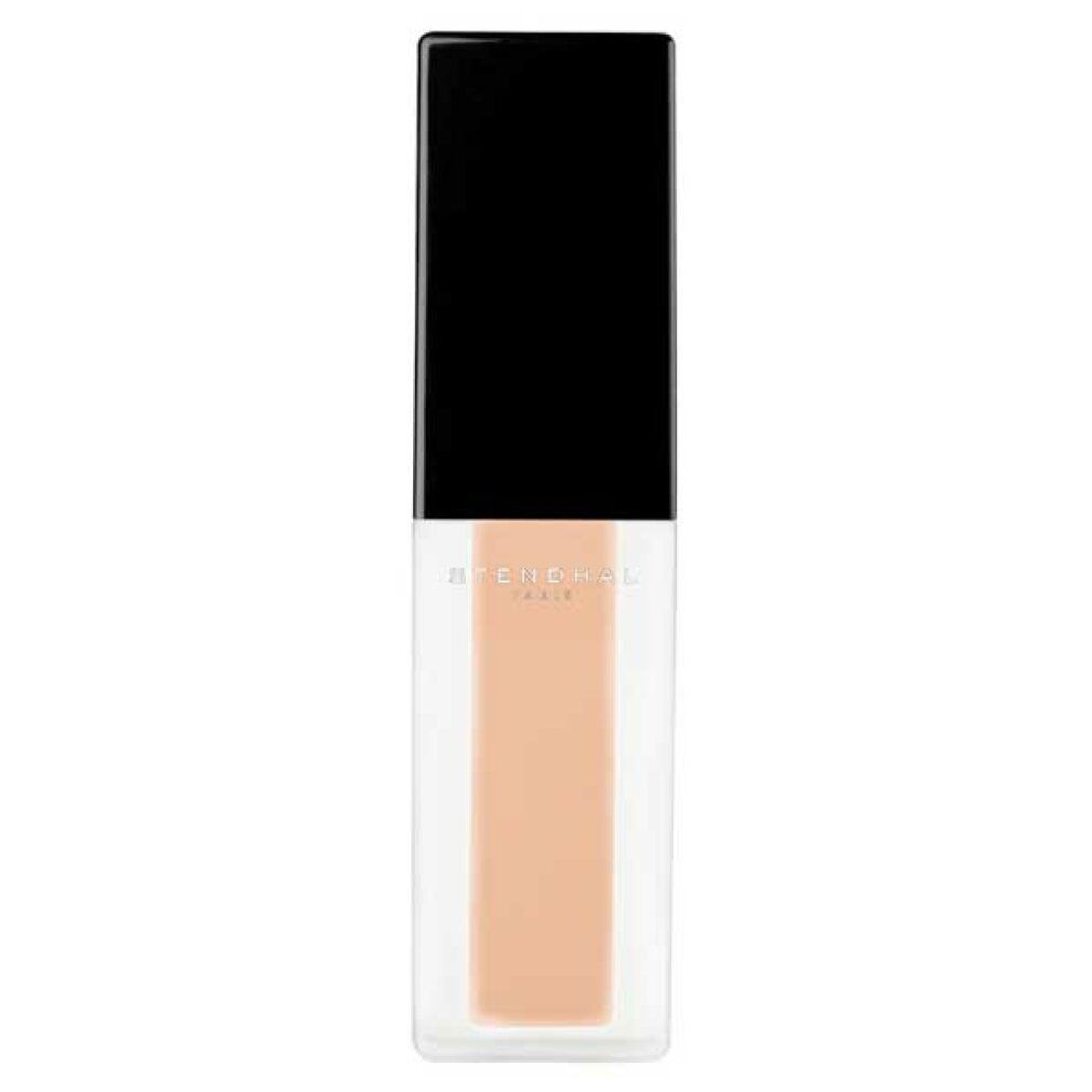 Beige Concealer in rechteckiger Flasche mit schwarzem Deckel. Aufschrift: Stendhal Paris.