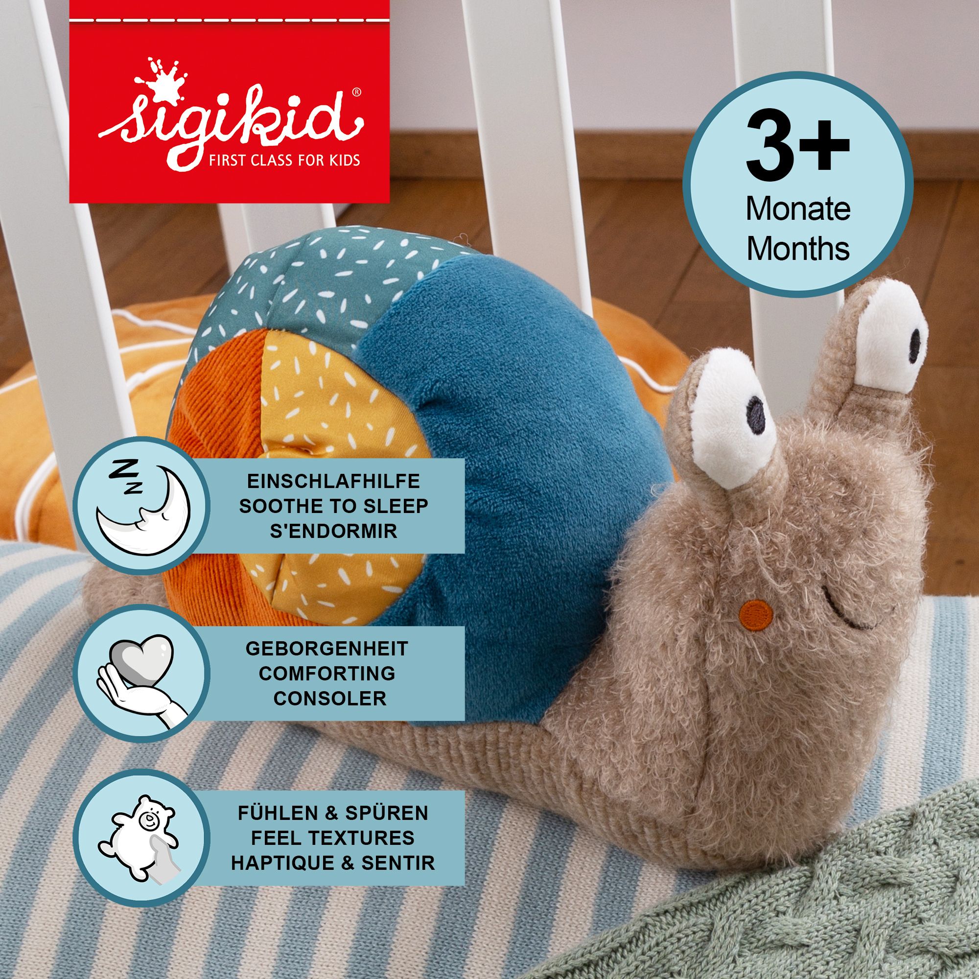 sigikid Kuscheltier Schnecke Patchwork Sweety