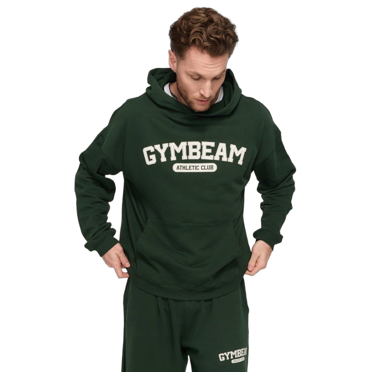 GymBeam Hoodie Herren Oversized mit Kängurutasche Varsity Grün 1 St