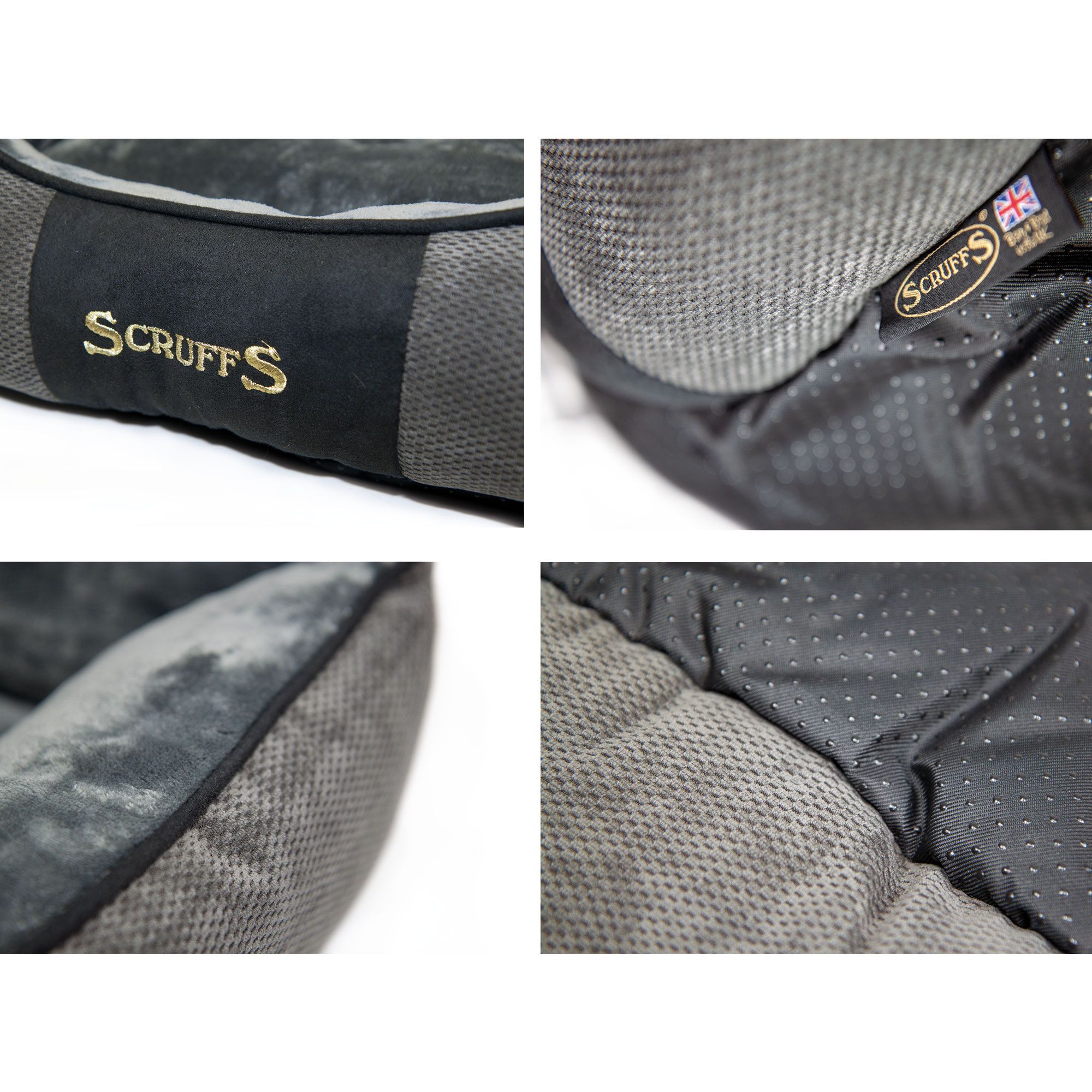 SCRUFFS® Chester Box Bett - Graphit - hochwertig - Anti-Rutsch-Noppen - Plüschstoff