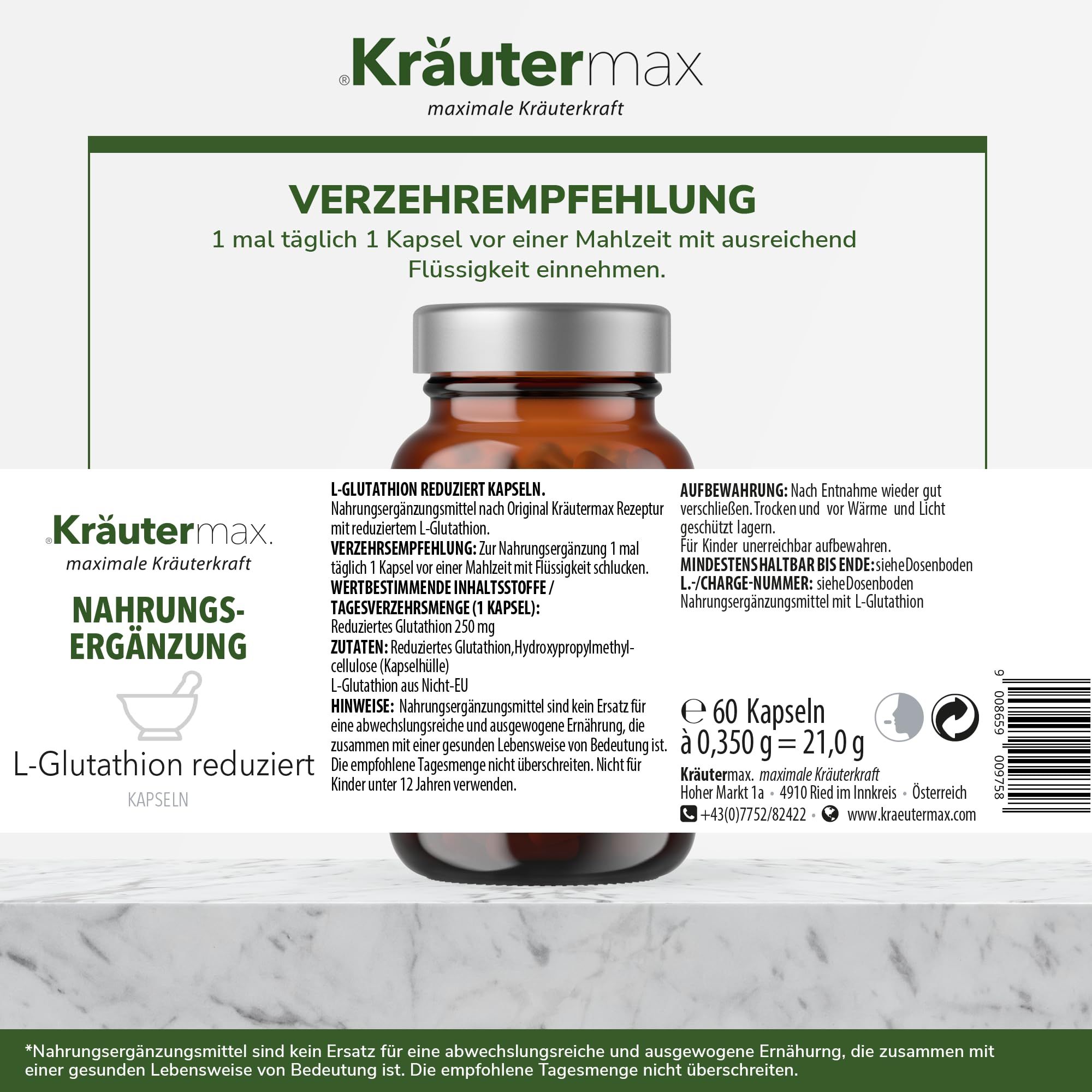 Kräutermax L-Glutathion reduziert Kapseln