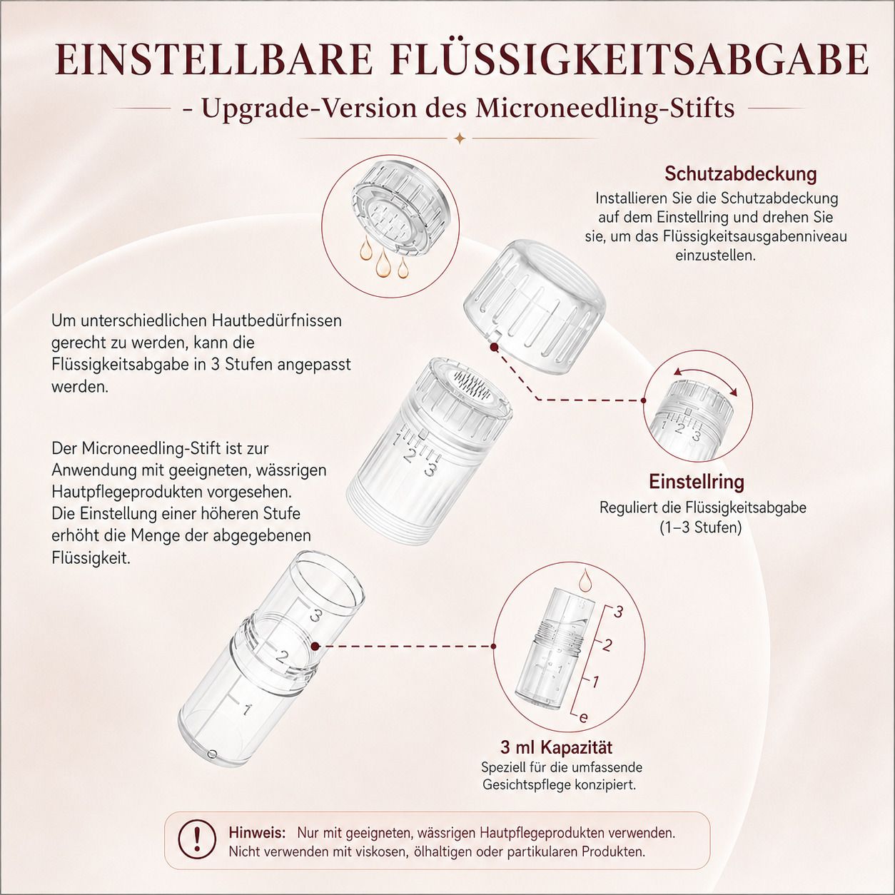 A3 Fusion Pen, neue Generation mit 3 ml Kartusche, einstellbare Abgabe, 5 Stufen & Sicherheitsstopp