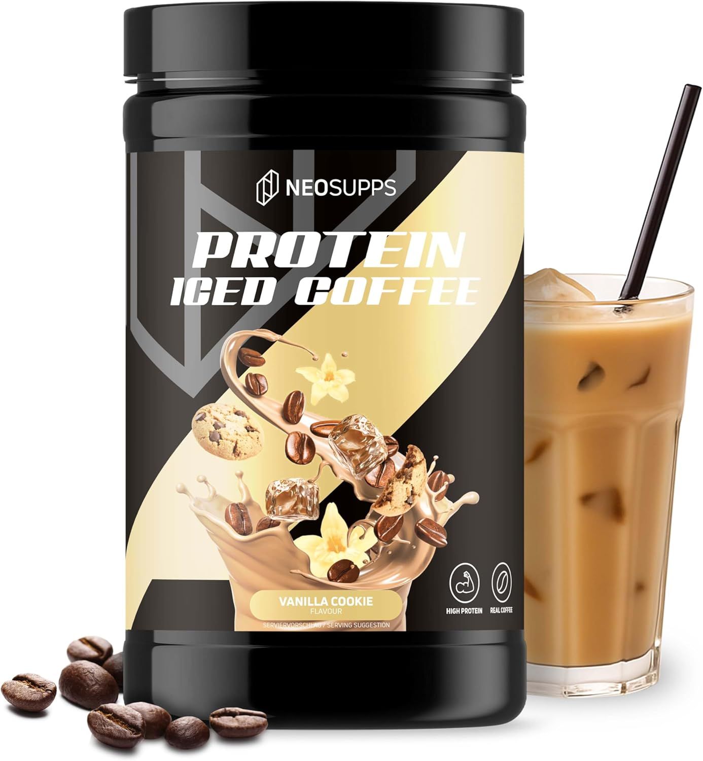 Neosupps Protein Iced Coffee Vanilla Cookie, Eiweißkaffee, Pulver 500 g