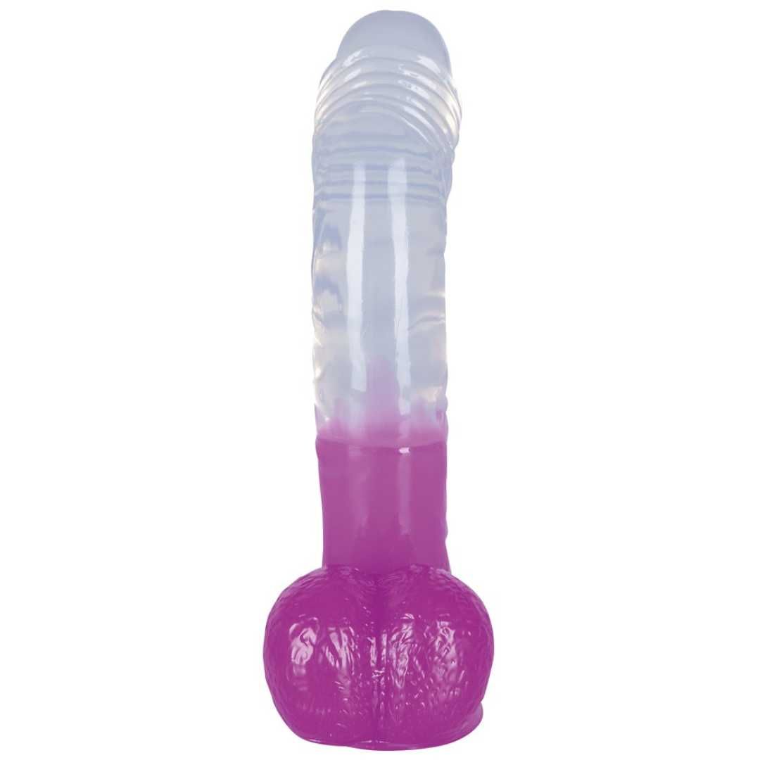 Transparenter Naturdildo mit Eichel, Äderung und Hoden 1 St