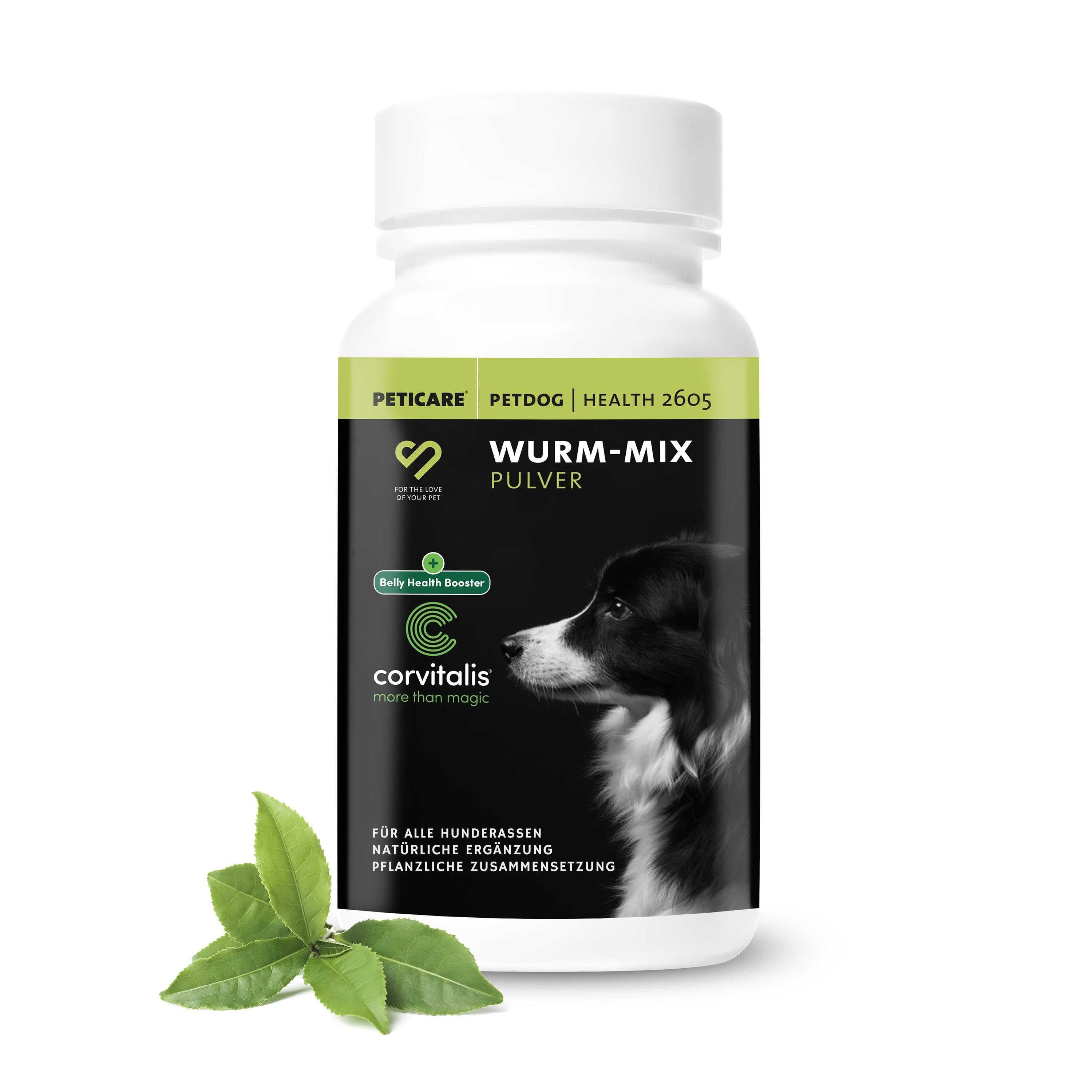 Peticare Wurm-Mix Pulver für Hunde, zur Unterstützung eines natürlichen Darmmilieus 180 g