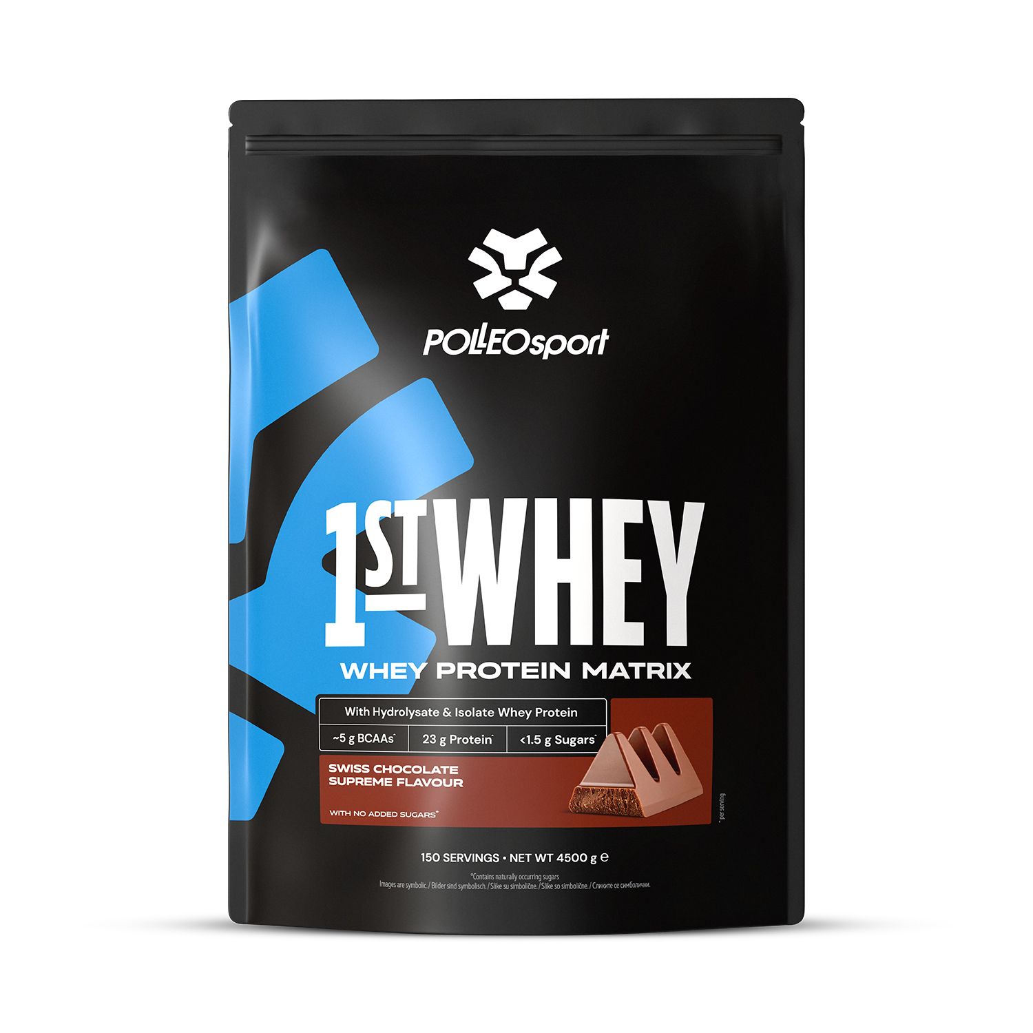 Polleo 1st Whey Protein Matrix Beutel, Swiss Chocolate Supreme Geschmack.