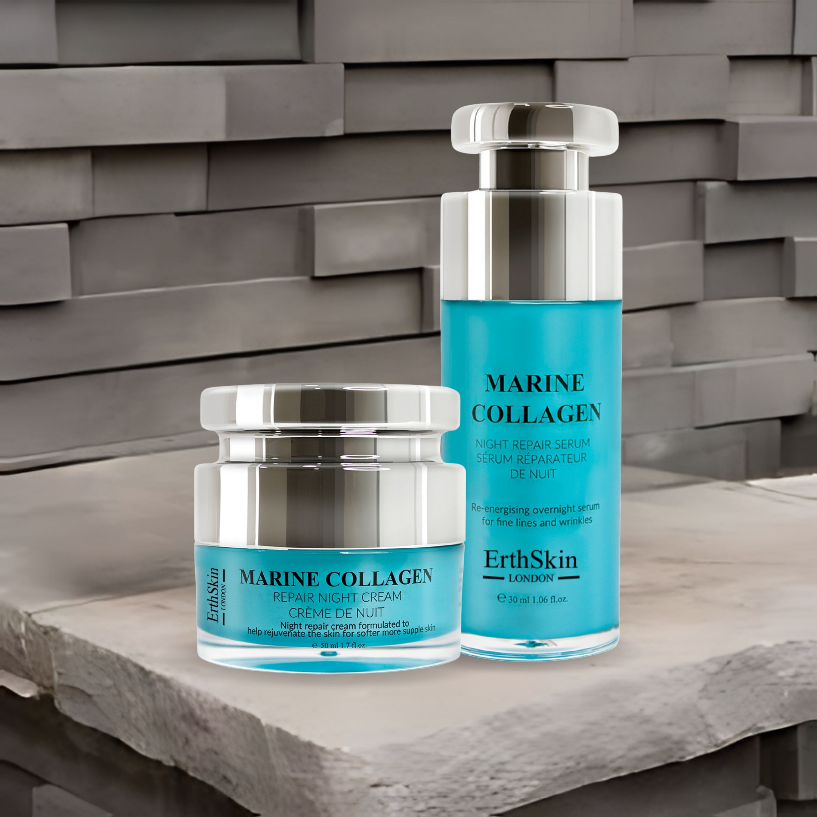 ErthSkin London Meereskollagen Nachtcreme + Meereskollagen Nachtreparaturserum set