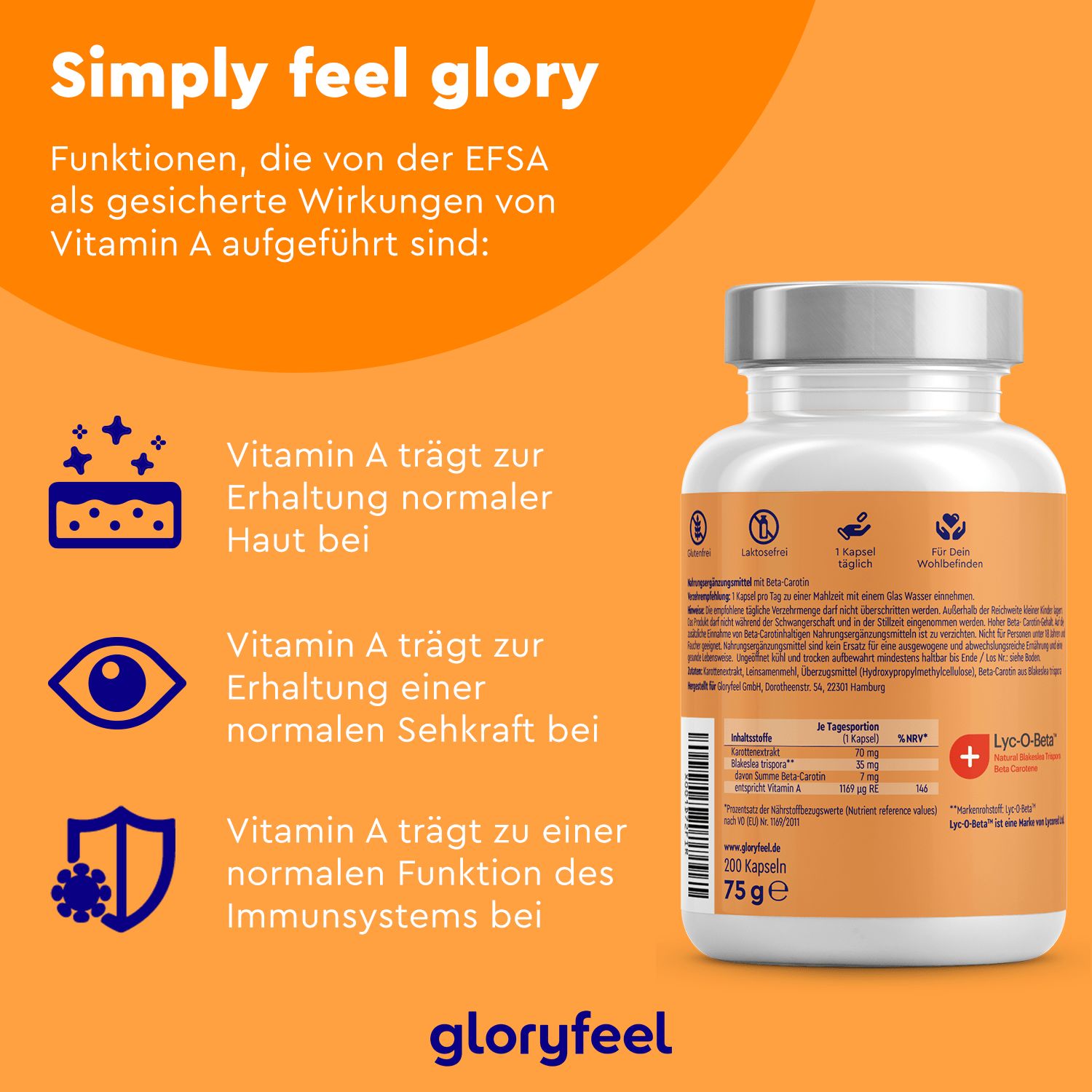 gloryfeel® Beta Carotin Karottenextrakt Kapseln