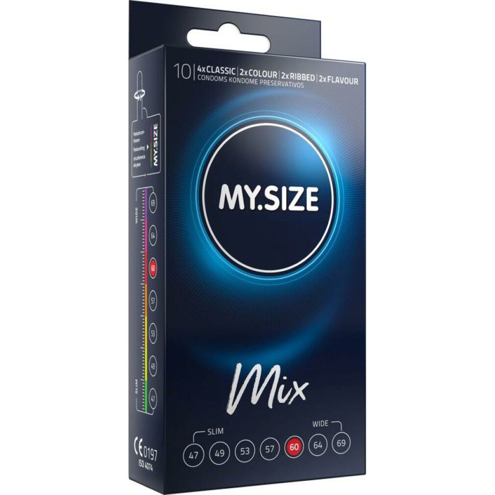 MY.SIZE Mix: 10 Kondome, Größe 60mm. 4 Varianten.