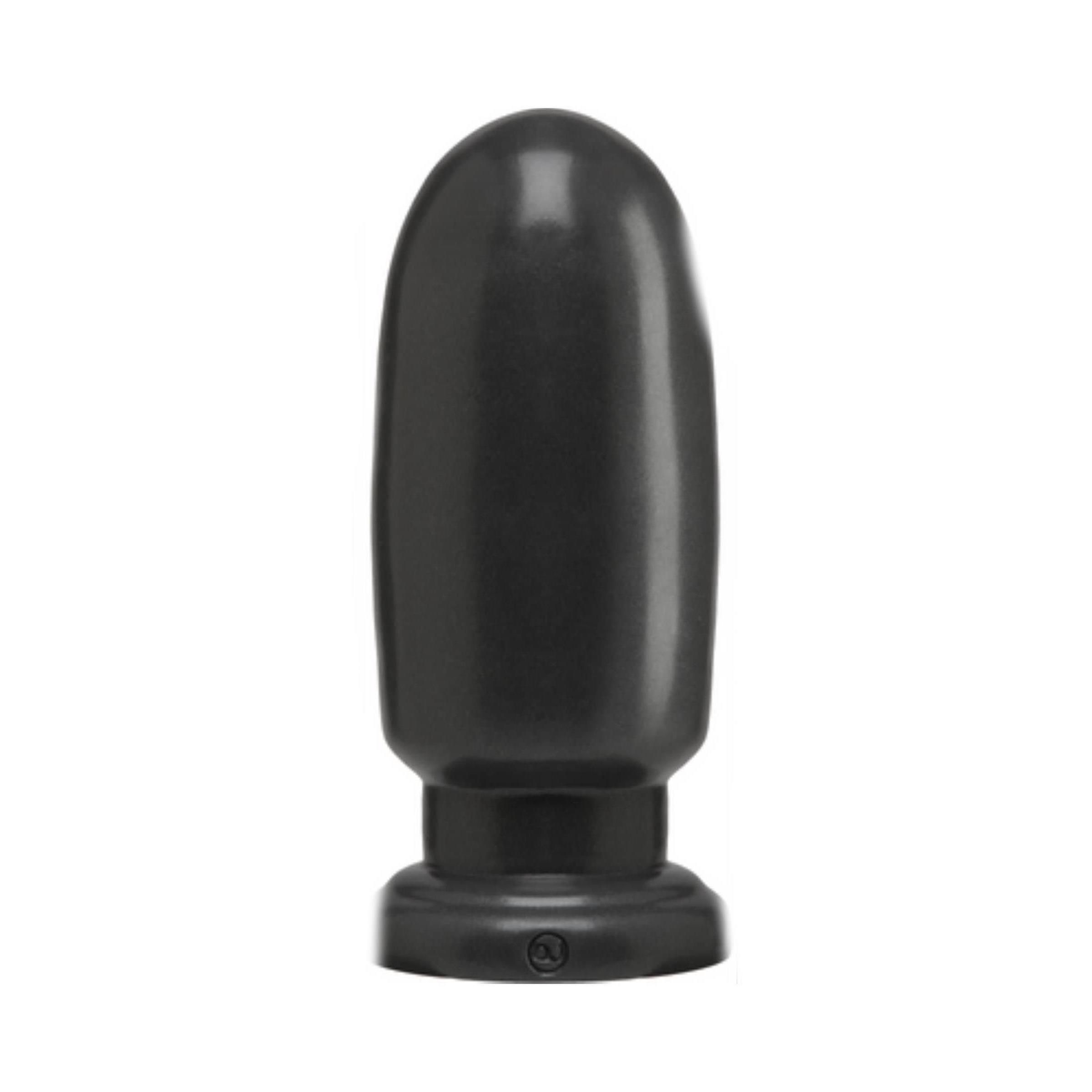 Schwarzer Butt Plug. Zylindrische Form mit breiter Basis.