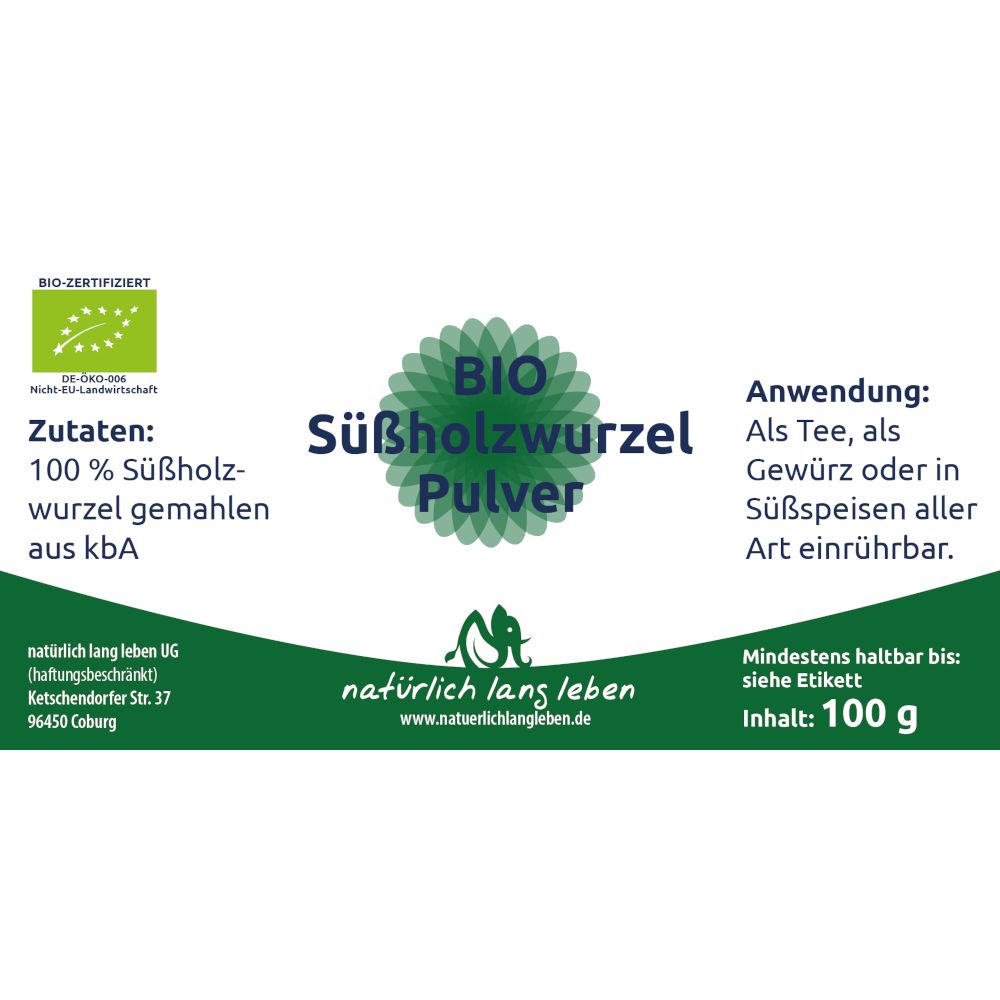 natürlich lang leben BIO Süßholzwurzel Pulver 100 g