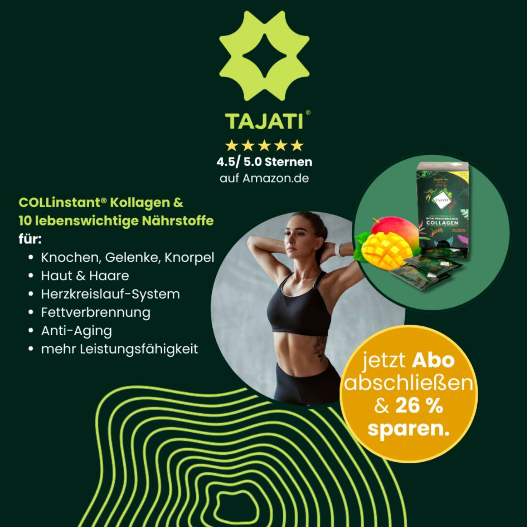 TAJATI® 5-in-1 Full Spectrum Lifestyle Formel – Kollagen, Glucosamin, MSM, Niacin & Chondroitin