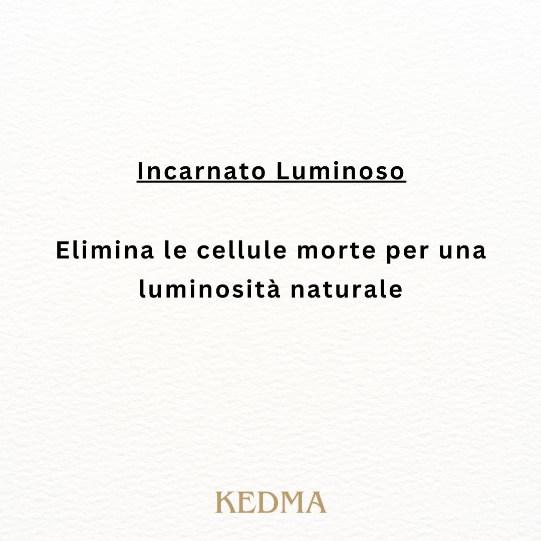 Testo su sfondo crema: Idratazione Lenitiva. Oli di jojoba e camomilla per una pelle morbida. Logo Kedma.