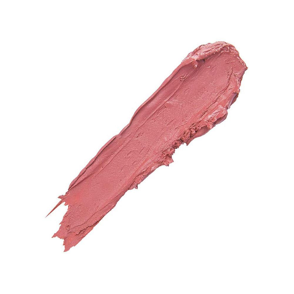 Rosa Lippenstift-Abstrich auf weißem Hintergrund. Textur sichtbar. Keine Verpackung oder Markennamen.