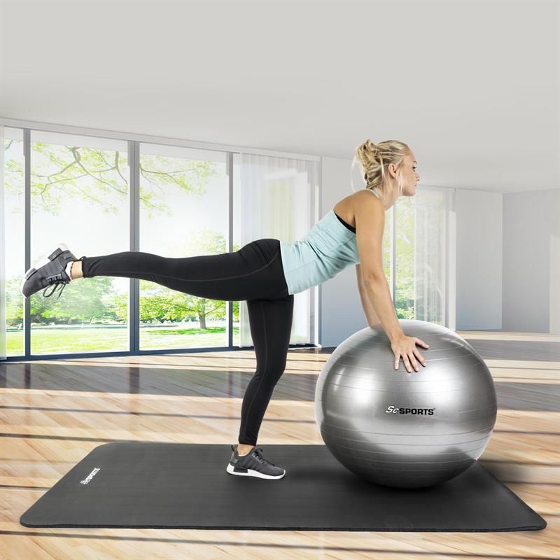 ScSPORTS® Gymnastikball mit Handpumpe grau