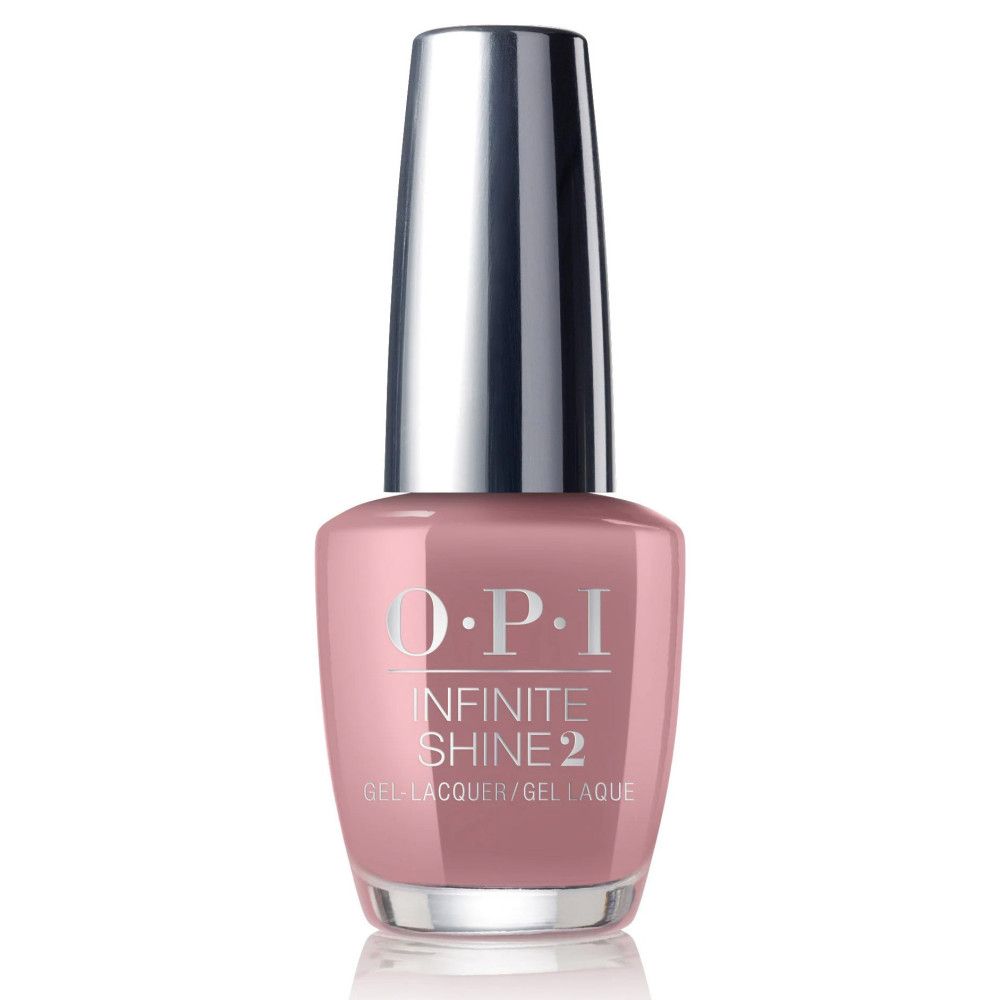 OPI Infinite Shine 2 Nagellack. Rosa Flasche mit silbernem Deckel. Produktname und Marke deutlich sichtbar.