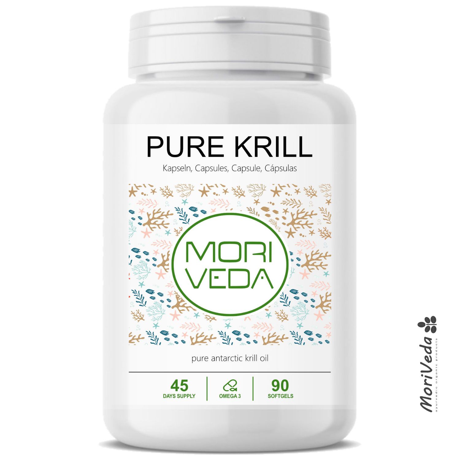 Moriveda Pure Krillöl Softgels – Omega-3-6, EPA & Dha, Cholin, hochdosiert 90 St Kapseln