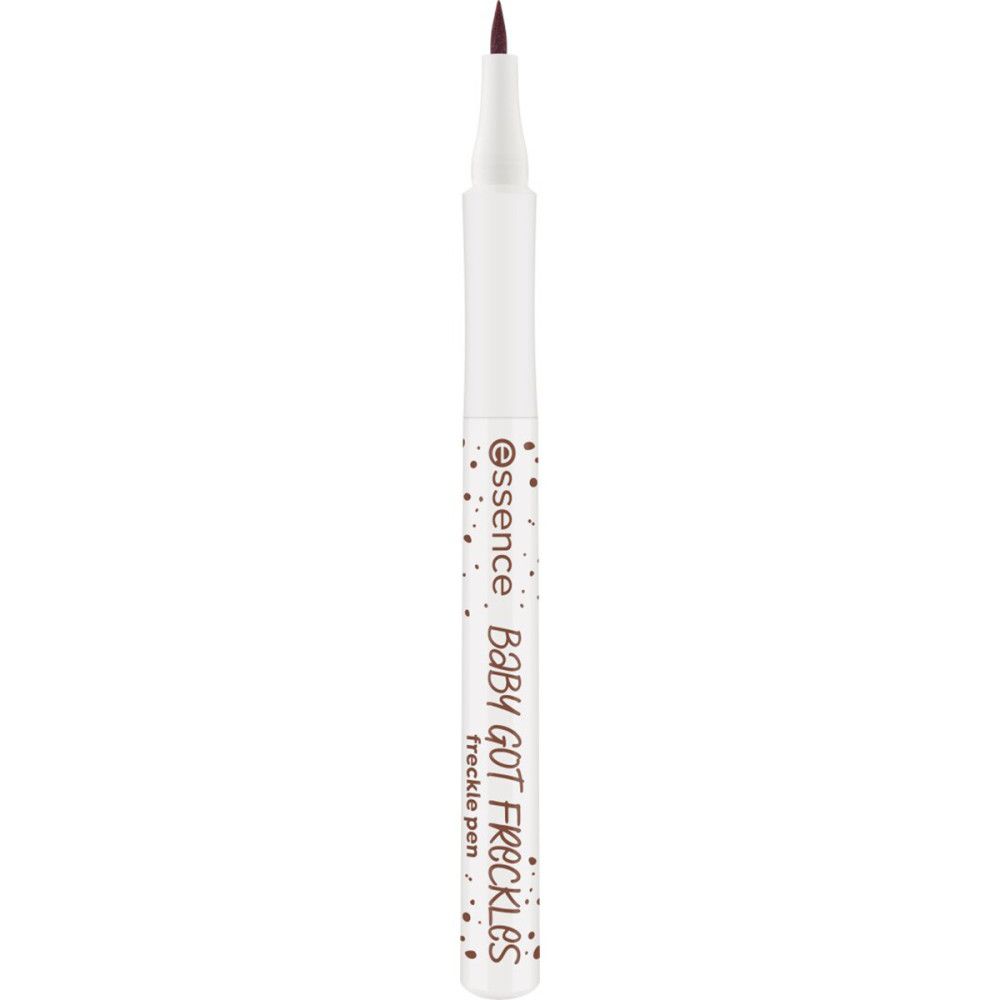 Weißer Stift mit braunen Punkten. Aufschrift: Essence Baby Got Freckles Freckle Pen.