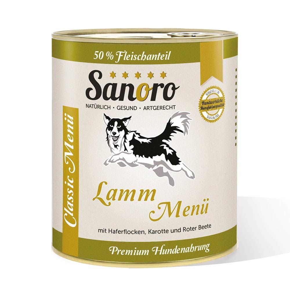 Sanoro - Menü Classic vom Lamm mit 50 % Fleischanteil, Haferflocken* und Karotte*