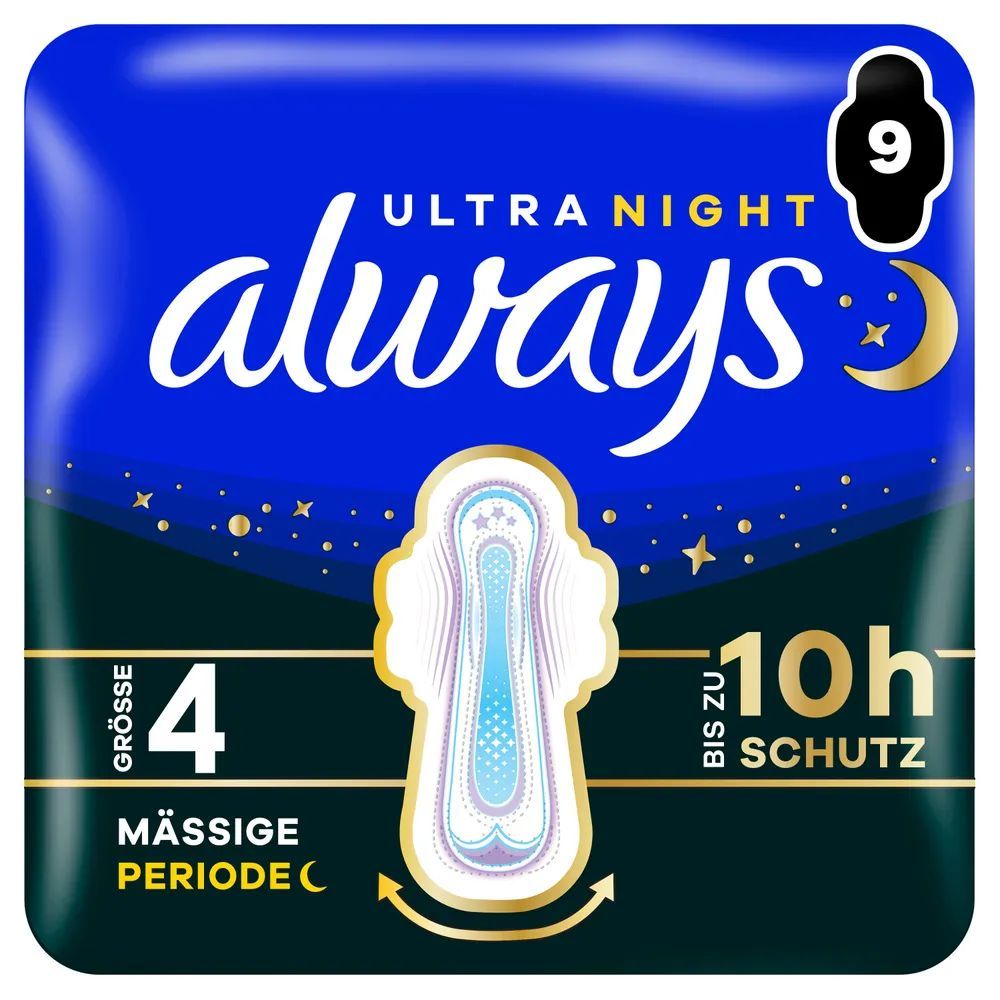 always Ultra Binde - Größe 4 Secure Night mit Flügeln 9 Damenbinde Stück St