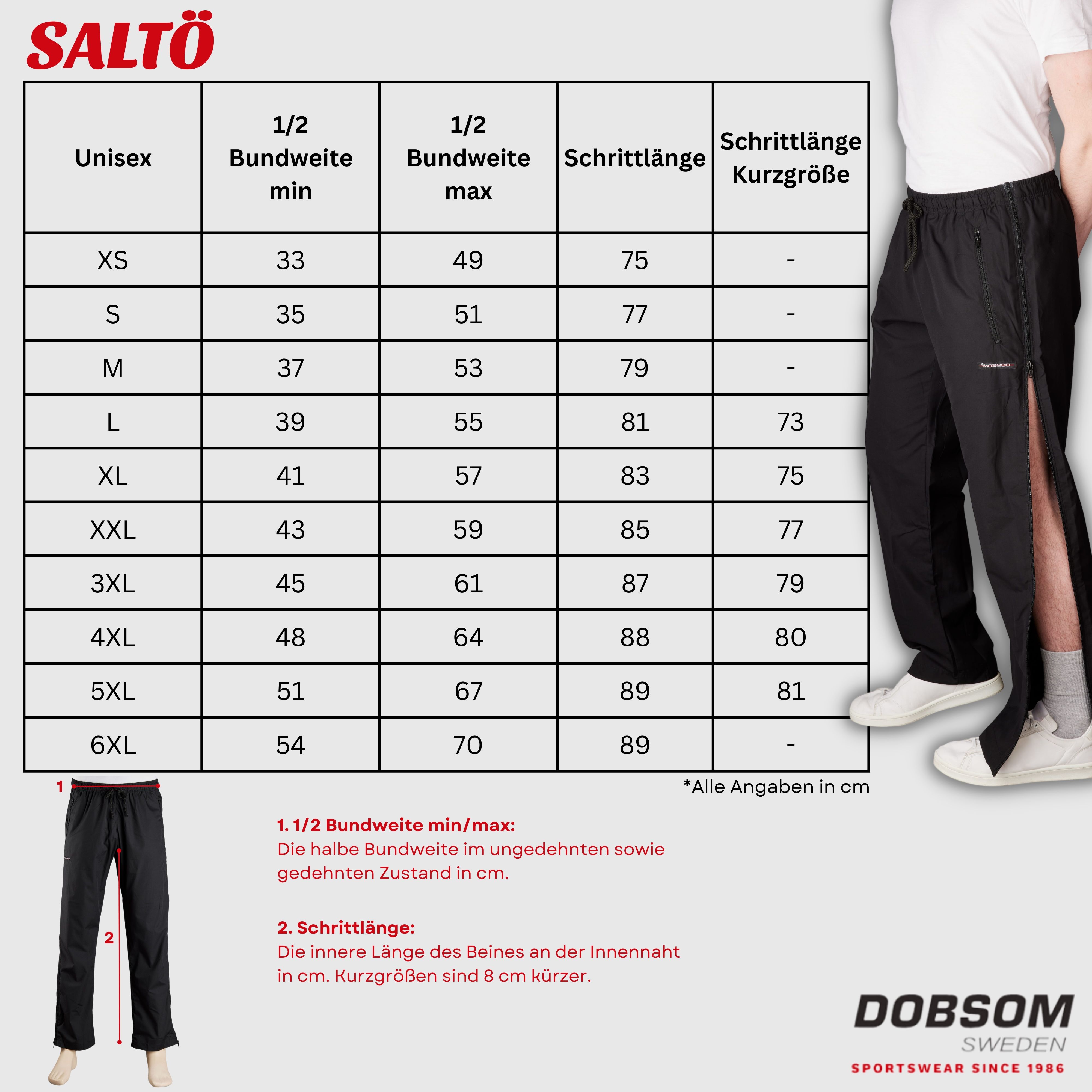 DOBSOM Reha-OP Hose Damen-Herren Sporthose mit seitlichem Reißverschluß
