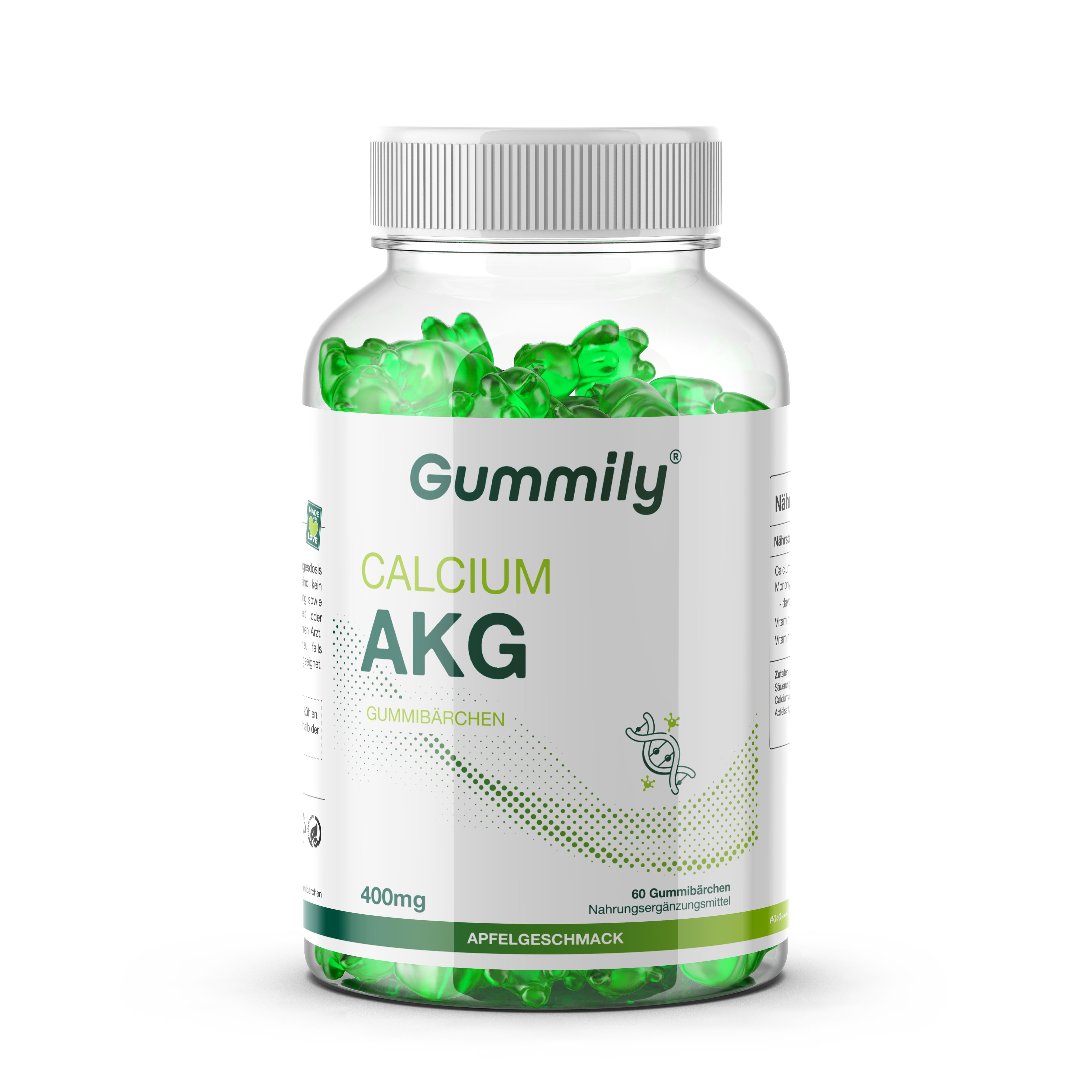 Gummily® CaAKG (Calcium-Alphaketoglutarat) 400 mg mit Vitamin C & D3 - Zuckerfreie Gummibärchen 180 g