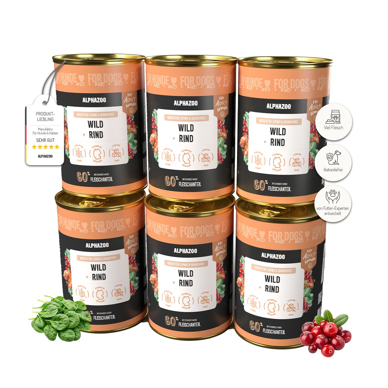 alphazoo Wild + Rind Nassfutter für Adult Hunde