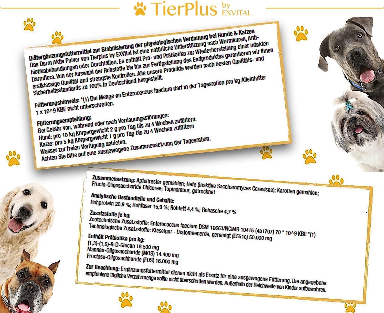 EXVital® Darm Aktiv Pulver für Hunde & Katzen, Probiotika & Präbiotika