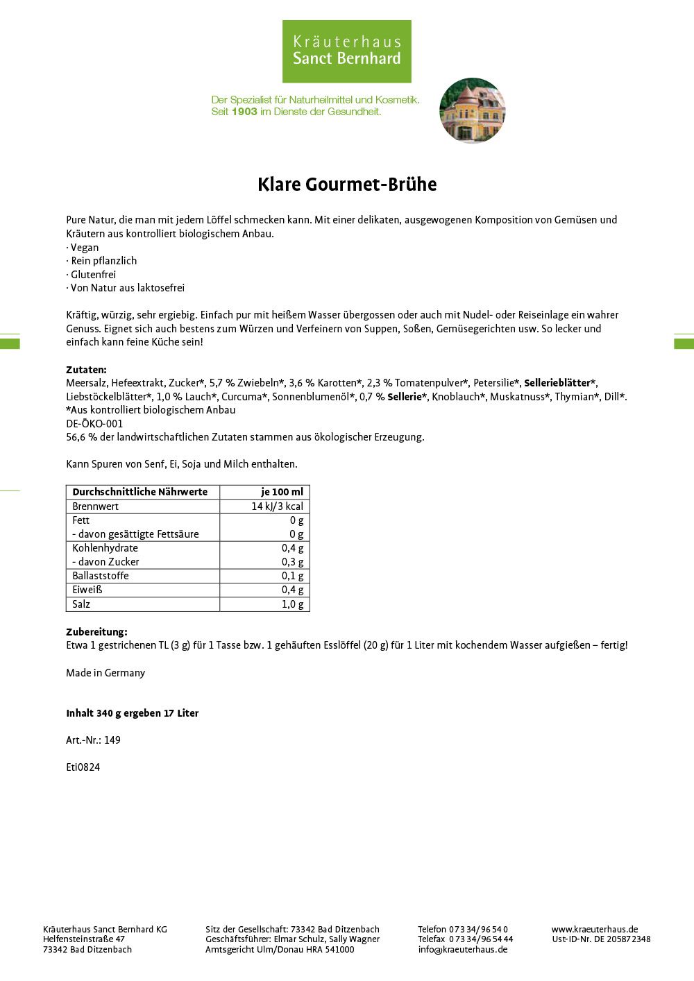 Sanct Bernhard Klare Gourmet-Brühe