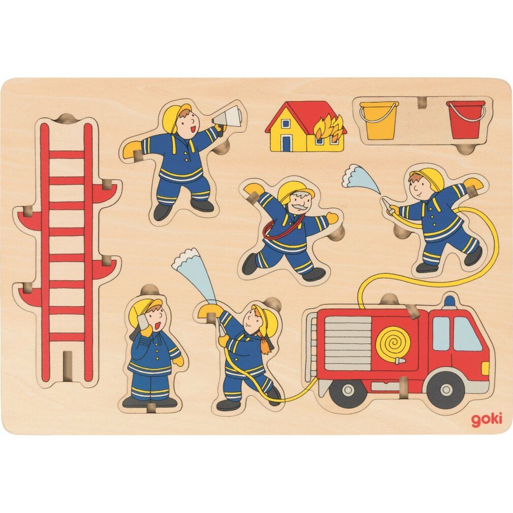 goki puzzle in legno pompiere 2in1