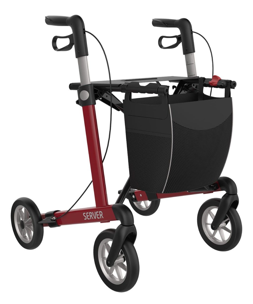 Rehasense Server M Komfort Softrad Rollator weinrot