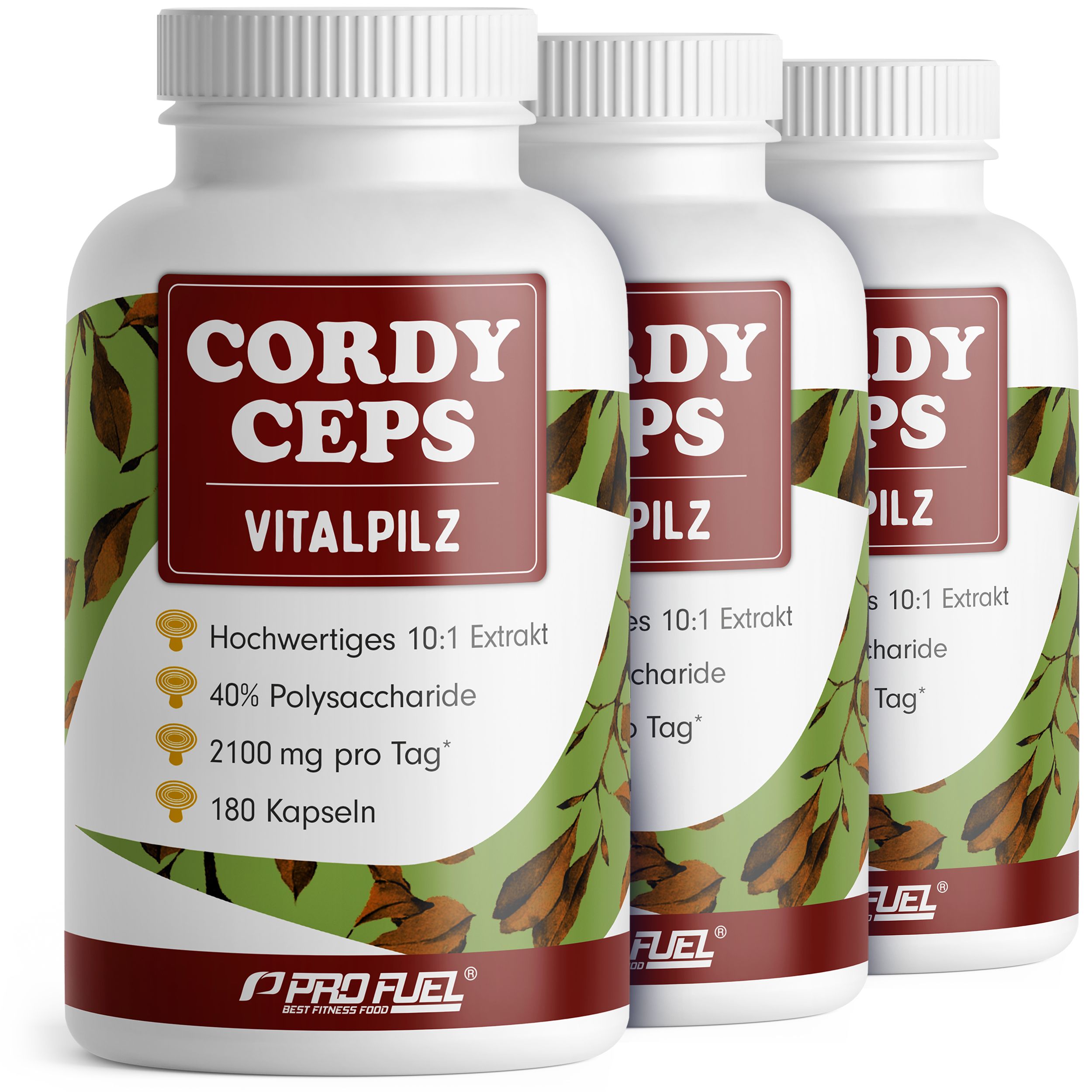 Profuel - Cordyceps Kapseln 180x - 2100 mg Vitalpilz-Extrakt aus Cordyceps sinensis - 540 Kapseln