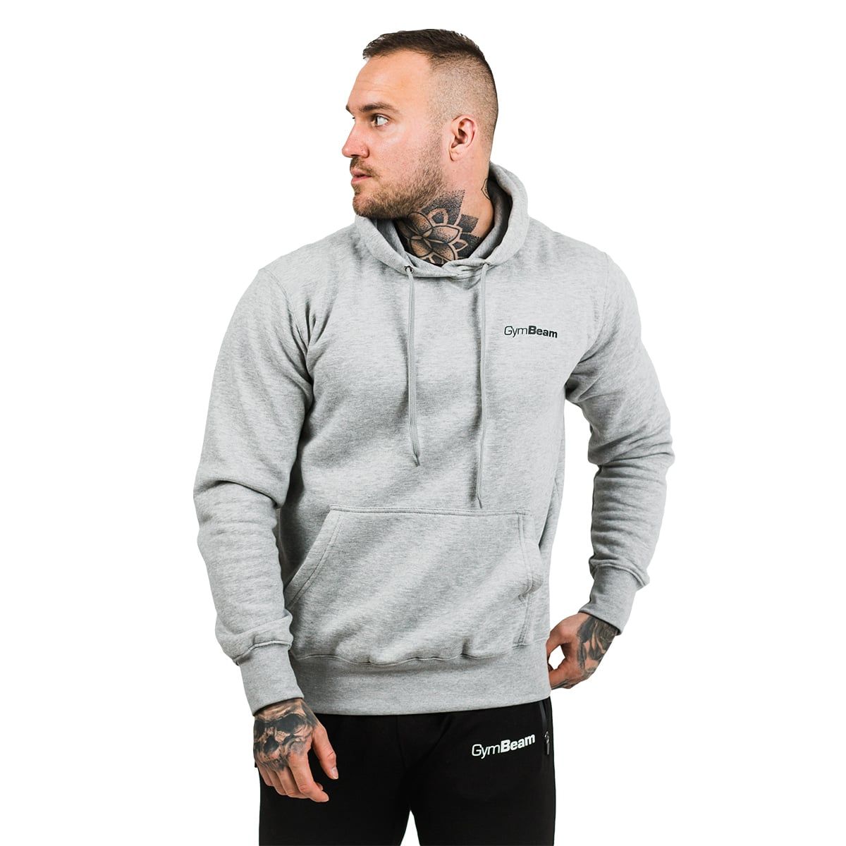 GymBeam Hoodie Herren Regular Langarm mit Kapuze und Taschen Grey Black