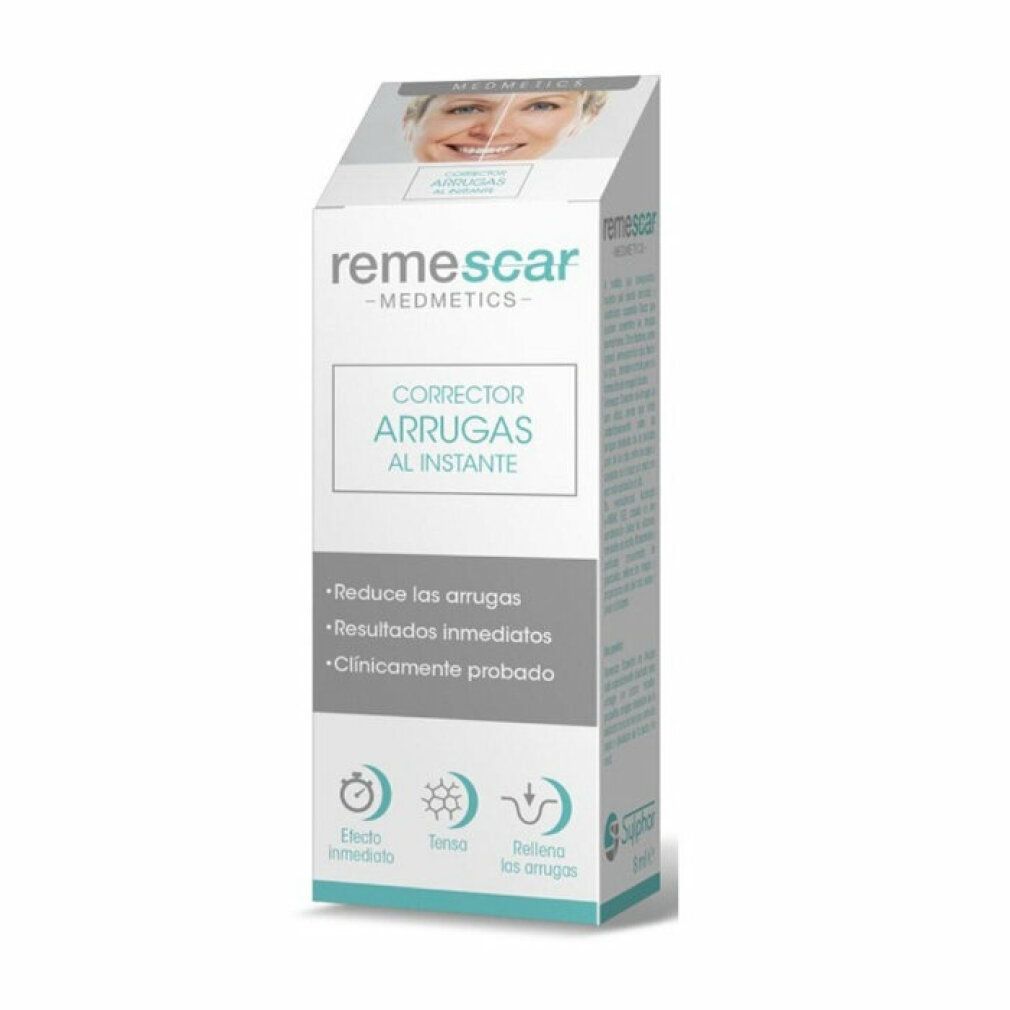 Verpackung von Remescar. Weißer Karton mit Produktnamen und Logo. Türkis Akzente. Spanischer Text.