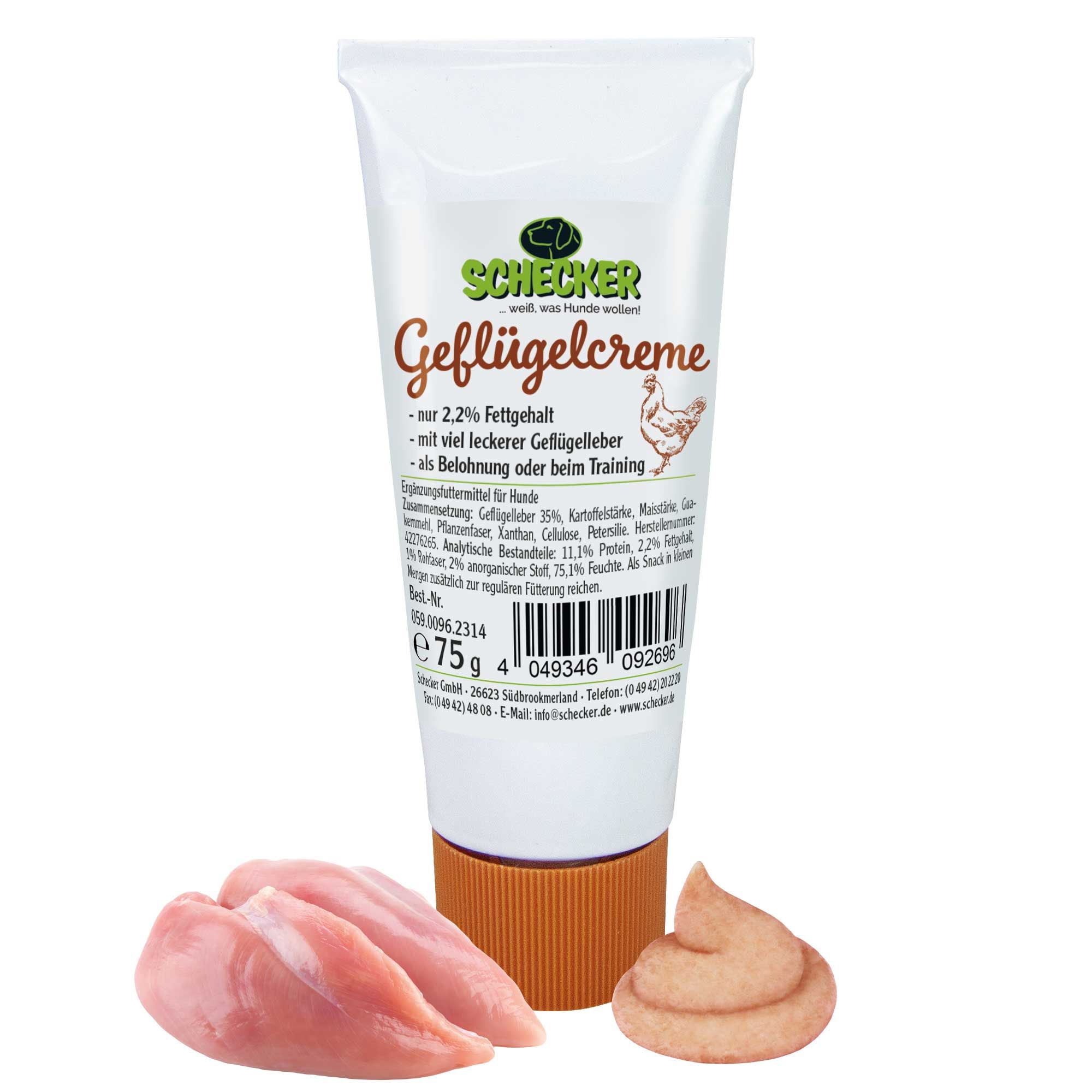 Schecker Hundefutter - Geflügelcreme 225 g Futter