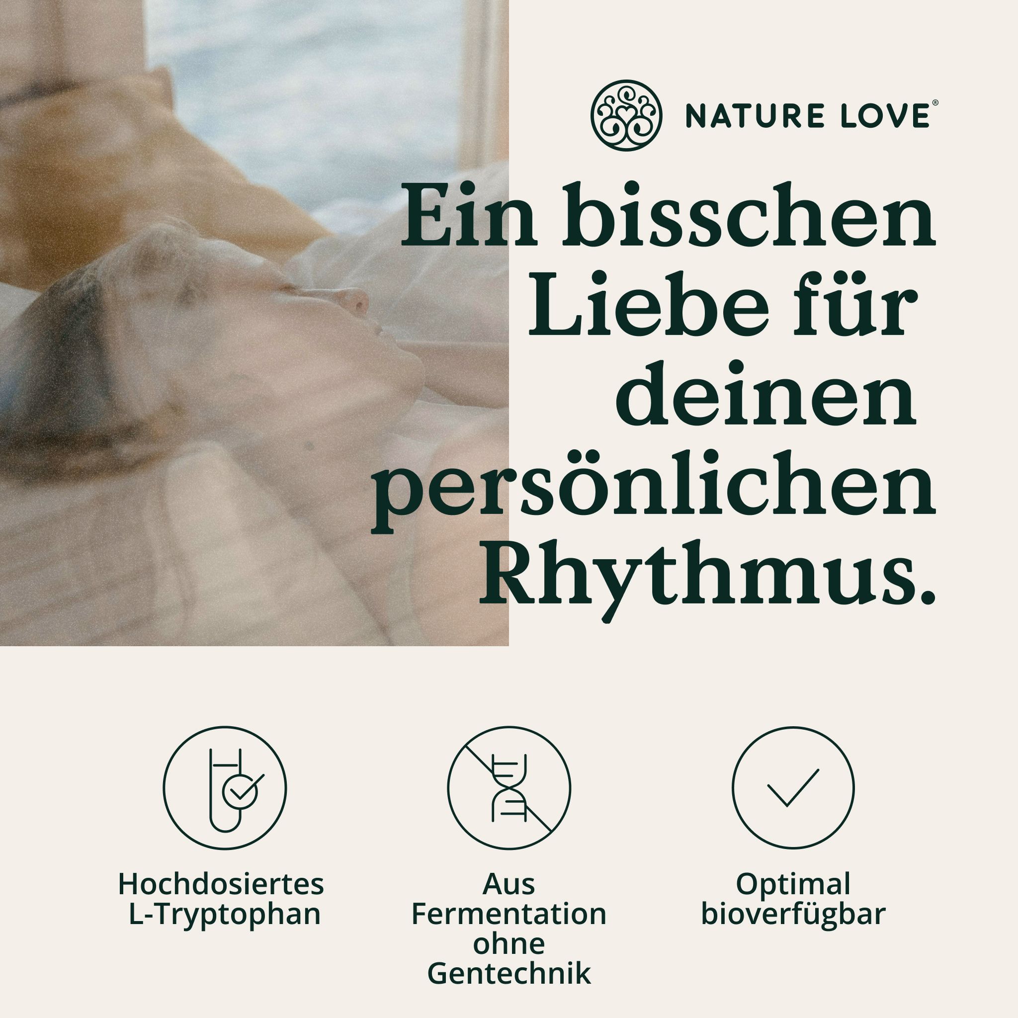 NATURE LOVE® L-Tryptophan - 240 Kapseln, laborgeprüft, hochdosiert mit 500 mg je Tagesdosis