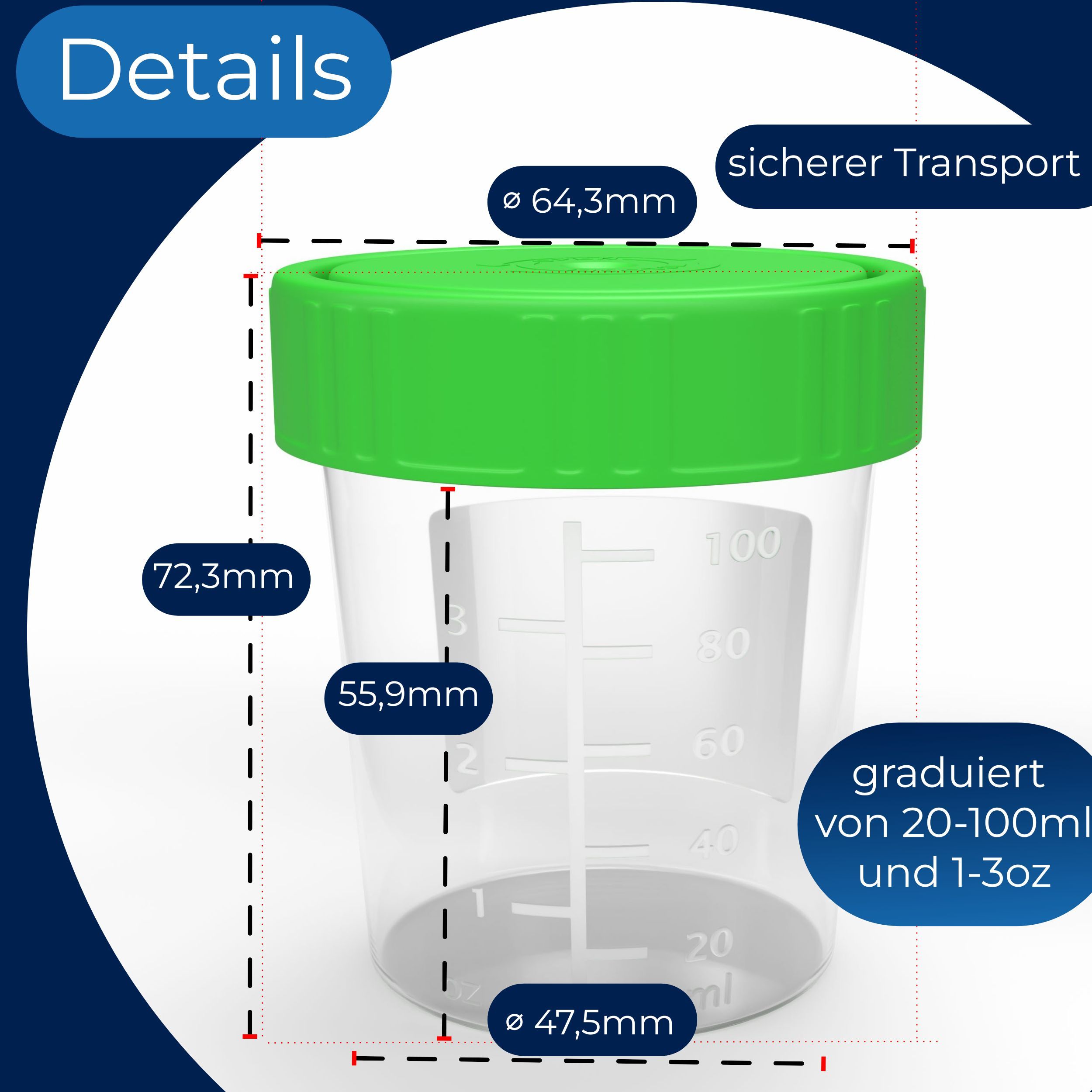 Horn Medical 10 Urinprobenbecher 125ml mit Schraubverschluss
