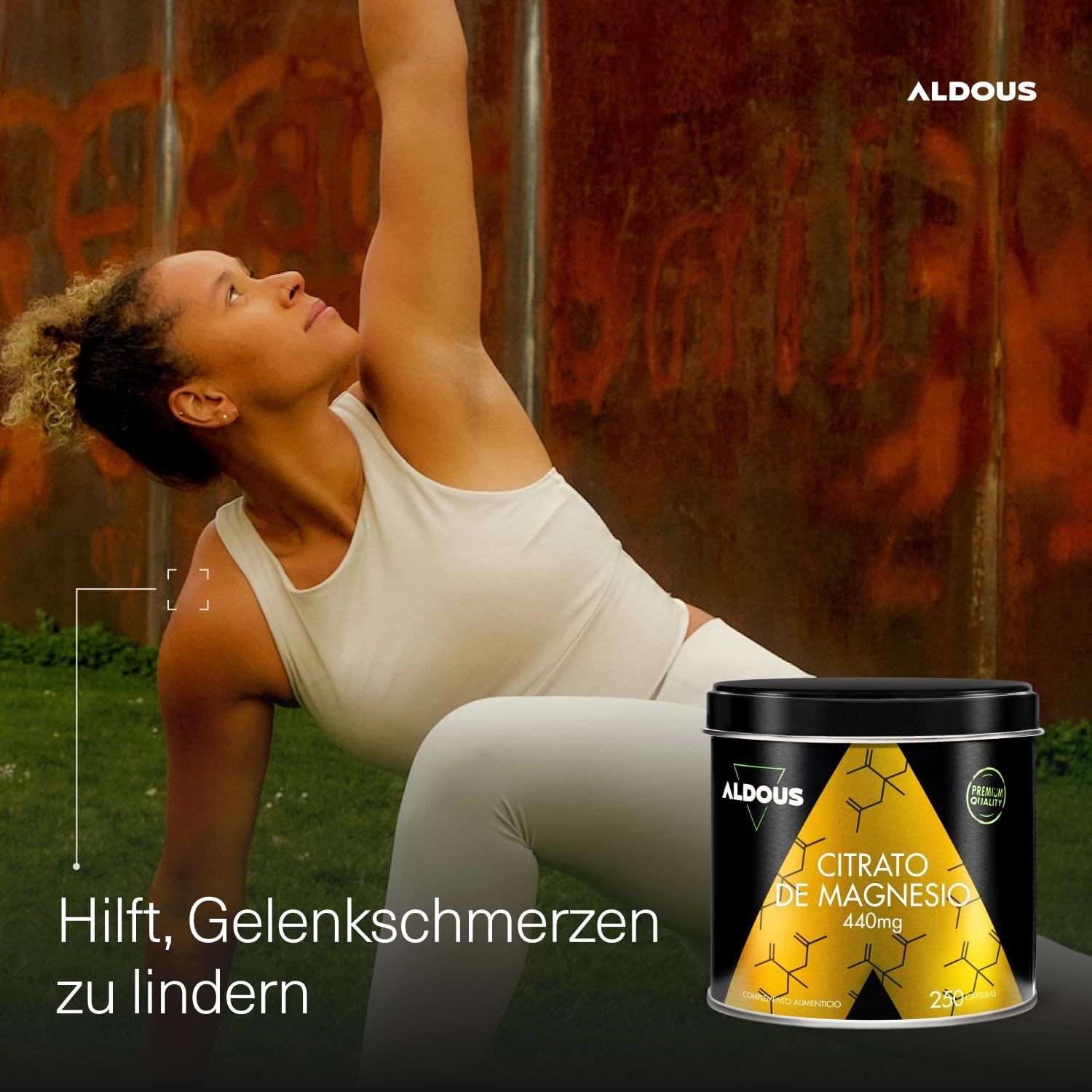 Aldous Magnesiumcitrat Dose, 250 Kapseln, "Erste-Klasse-Qualität".