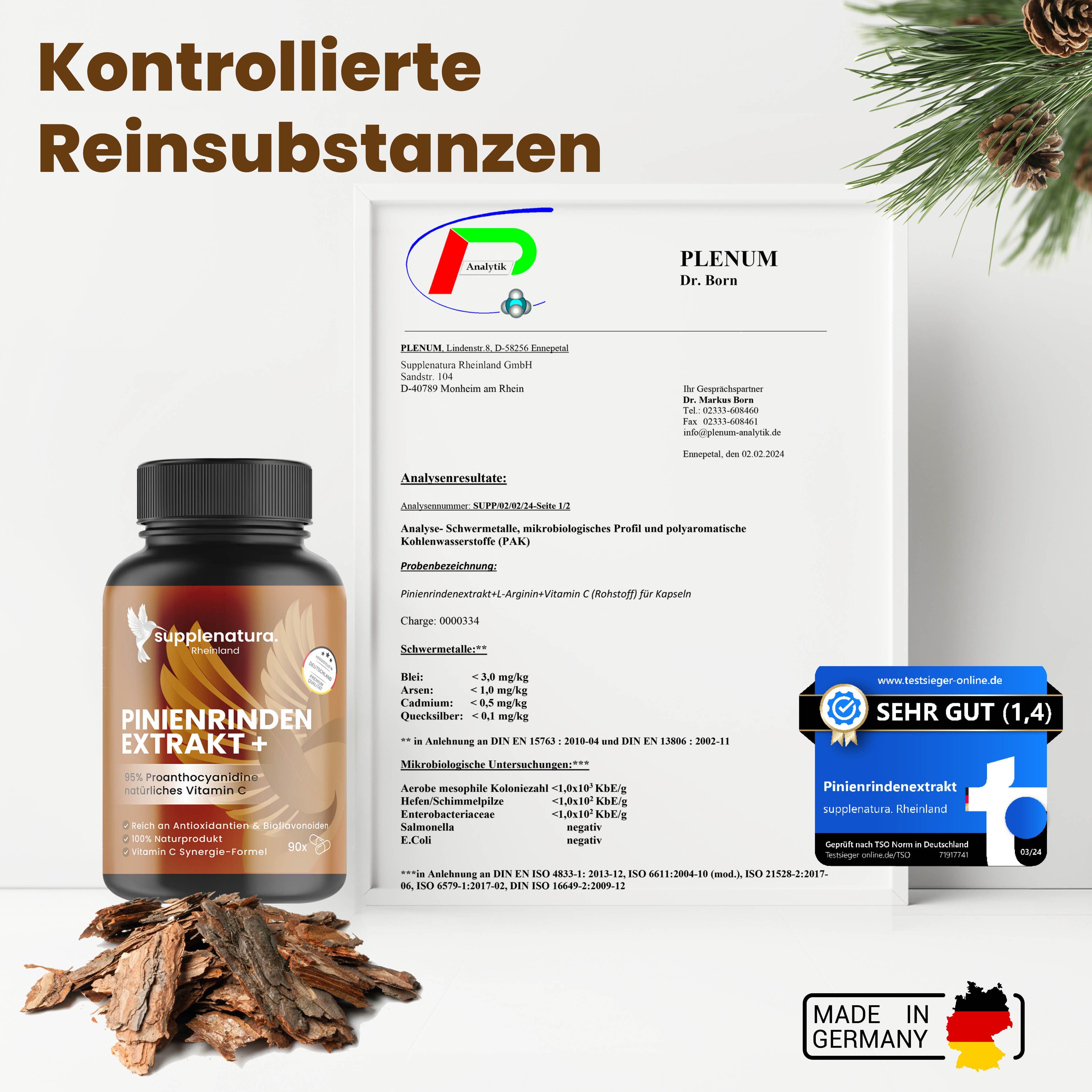 Pinienrindenextrakt 95% OPC + Vitamin C aus Hagebutte