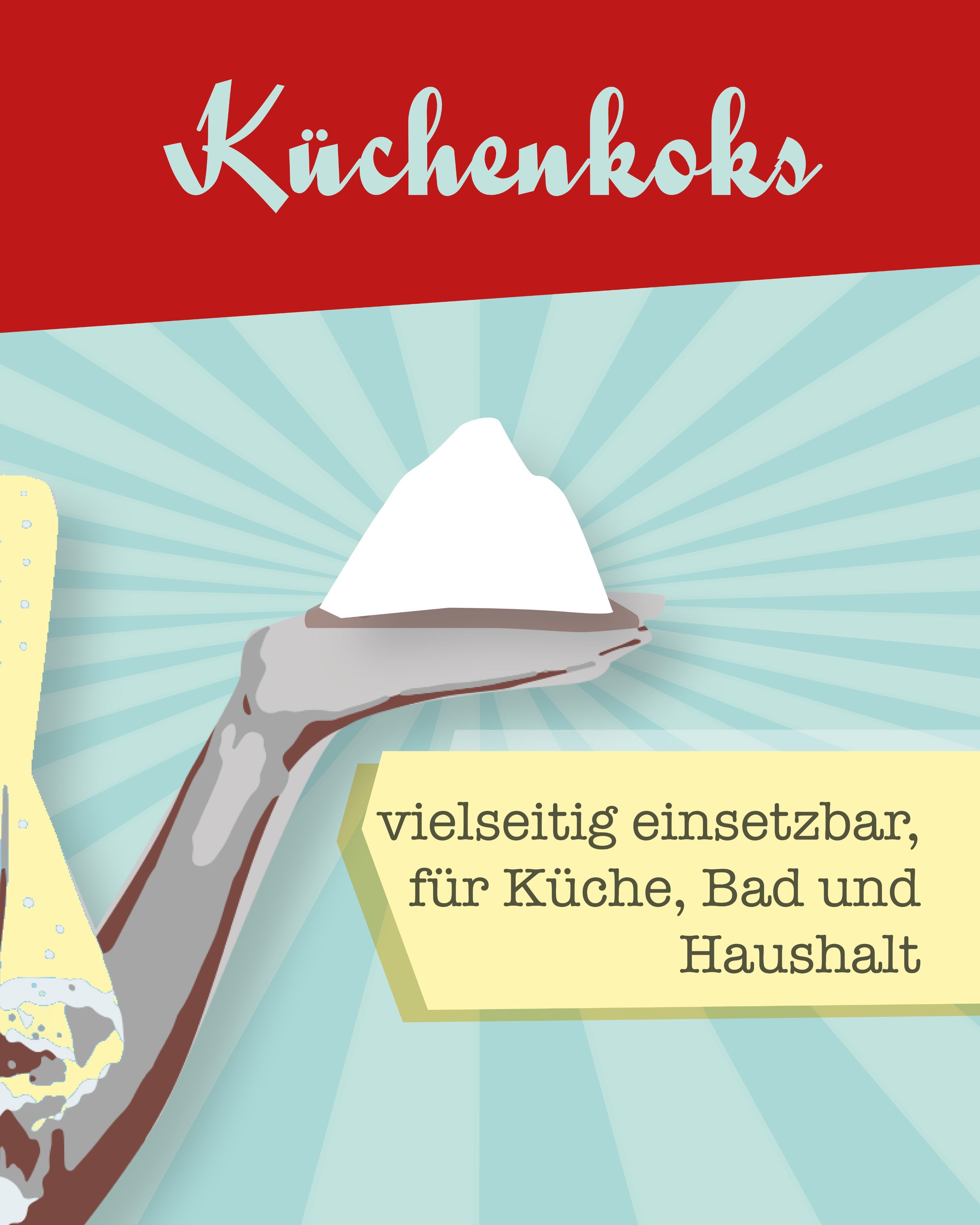 Illustration einer Hand, die einen Berg Natron hält. Text: "vielseitig einsetzbar".