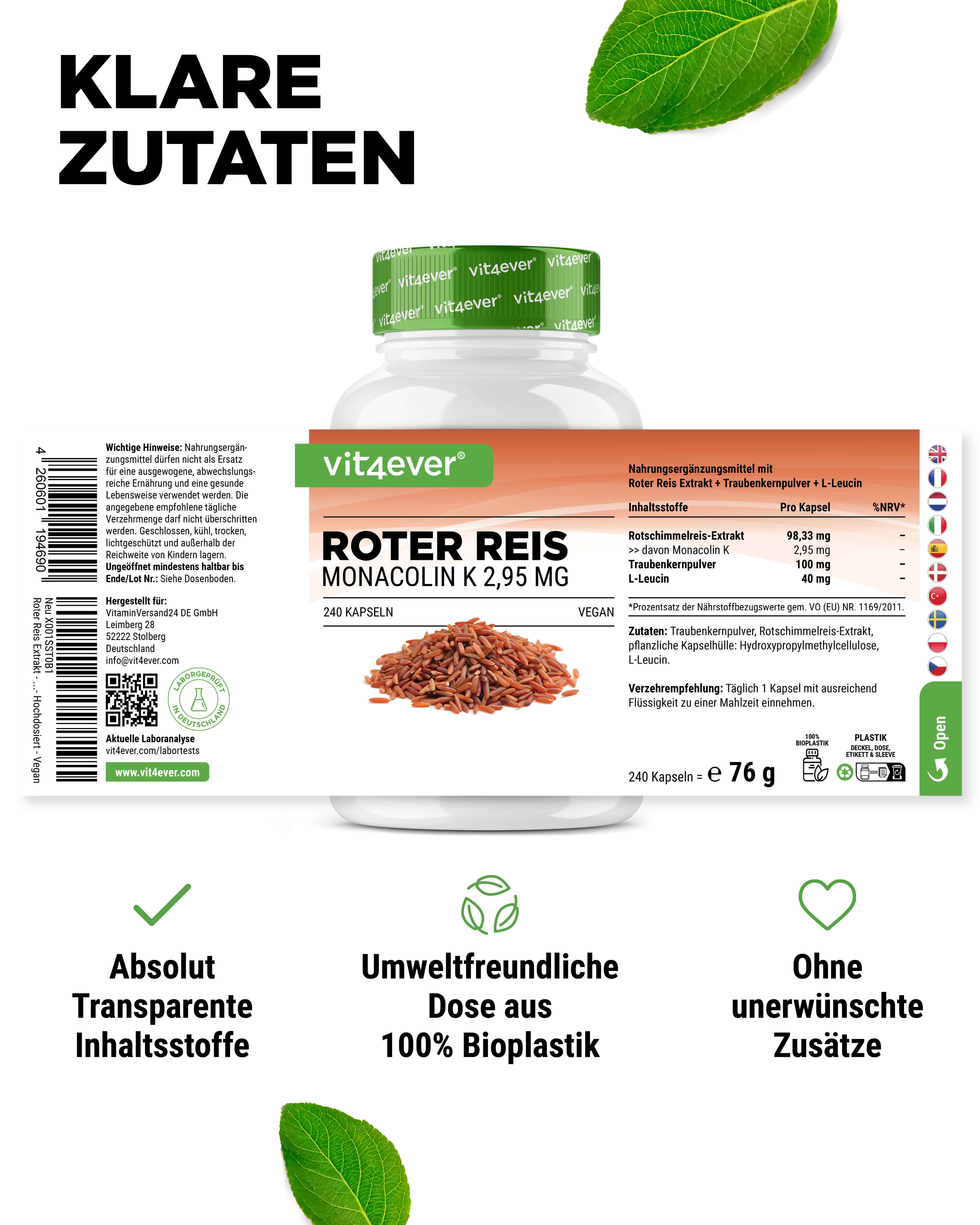 Vit4ever Roter Reis Extrakt 240 St - Shop Apotheke